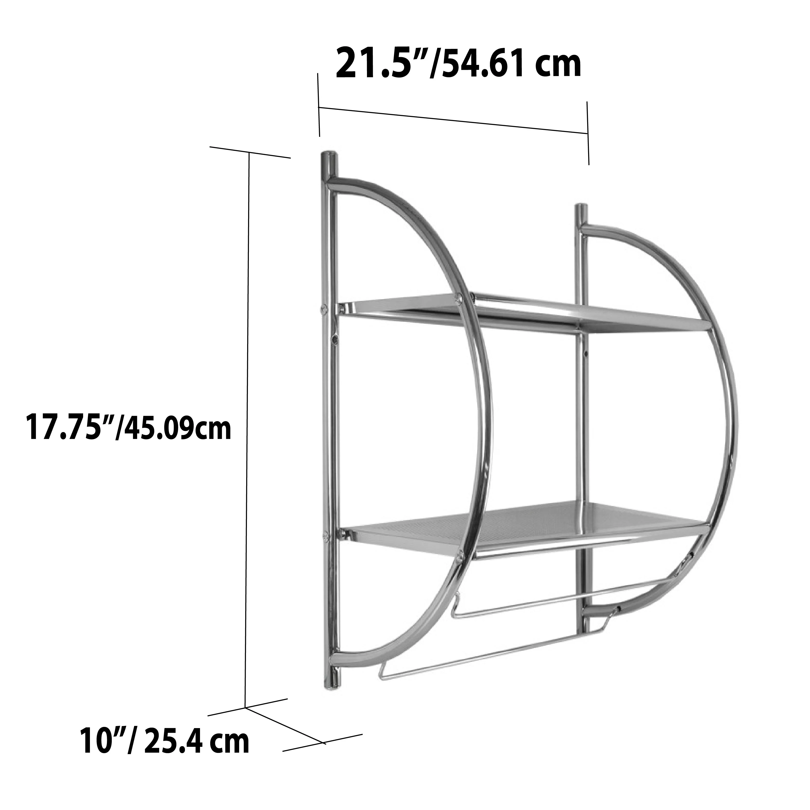 2-Tier Bathroom Shelf With Towel Bars - Chrome Finish - Image 7