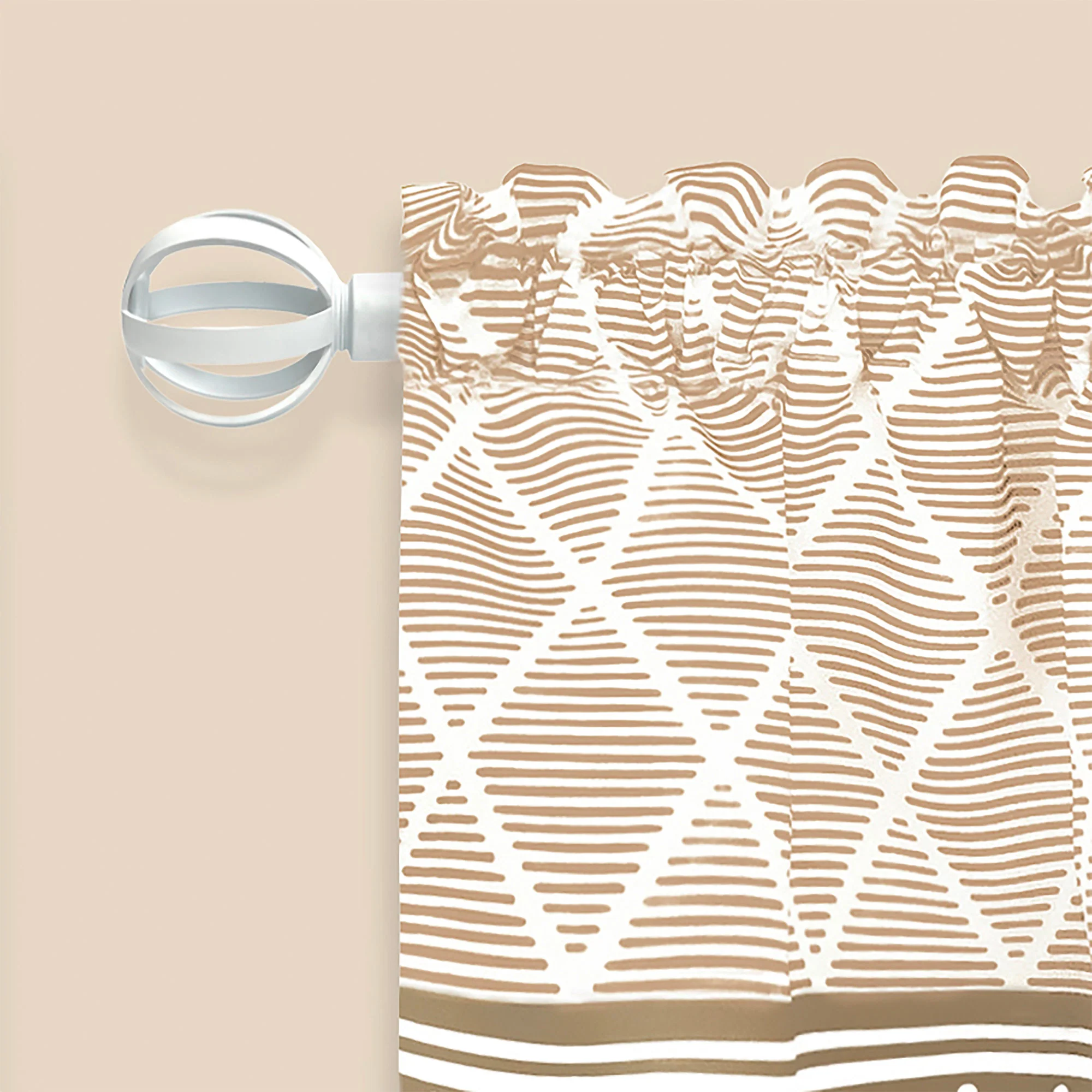Achim Boho Printed Kitchen Curtain Set, Mocha, Valance 58x13, Tiers 58x36 Inches - Image 4
