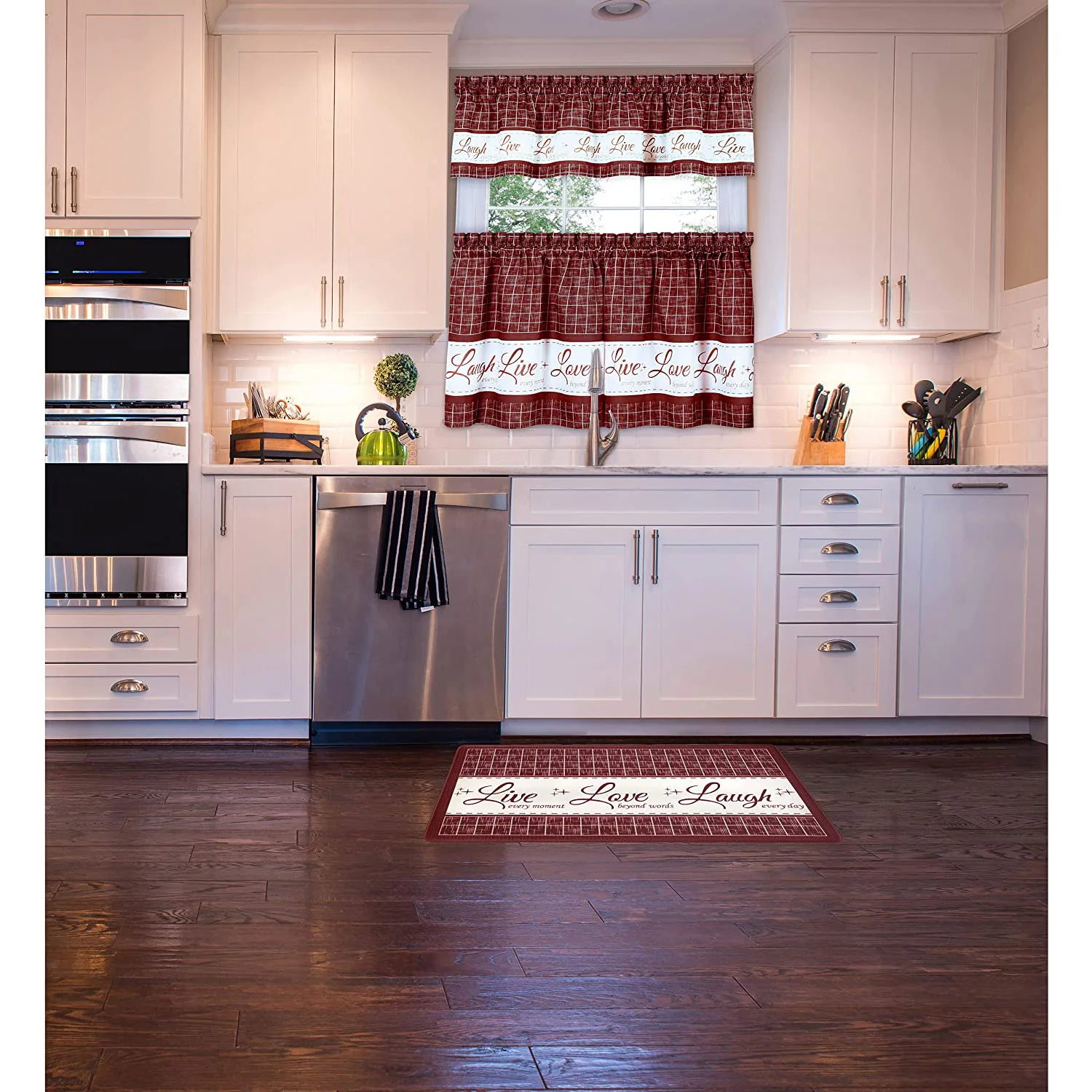 Achim Live Love Laugh Decorative Anti-Fatigue Mat, Burgundy, 18x30 Inches - Image 5