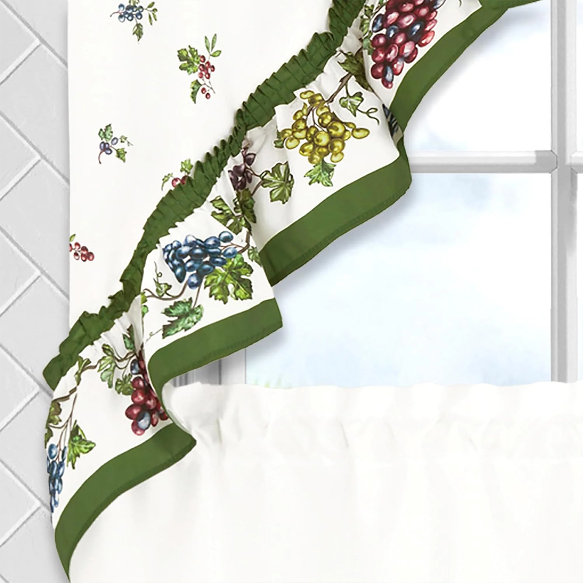 Achim Napa Printed Tier and Swag Kitchen Curtain Set, Green, 57x36 Inches - Image 3