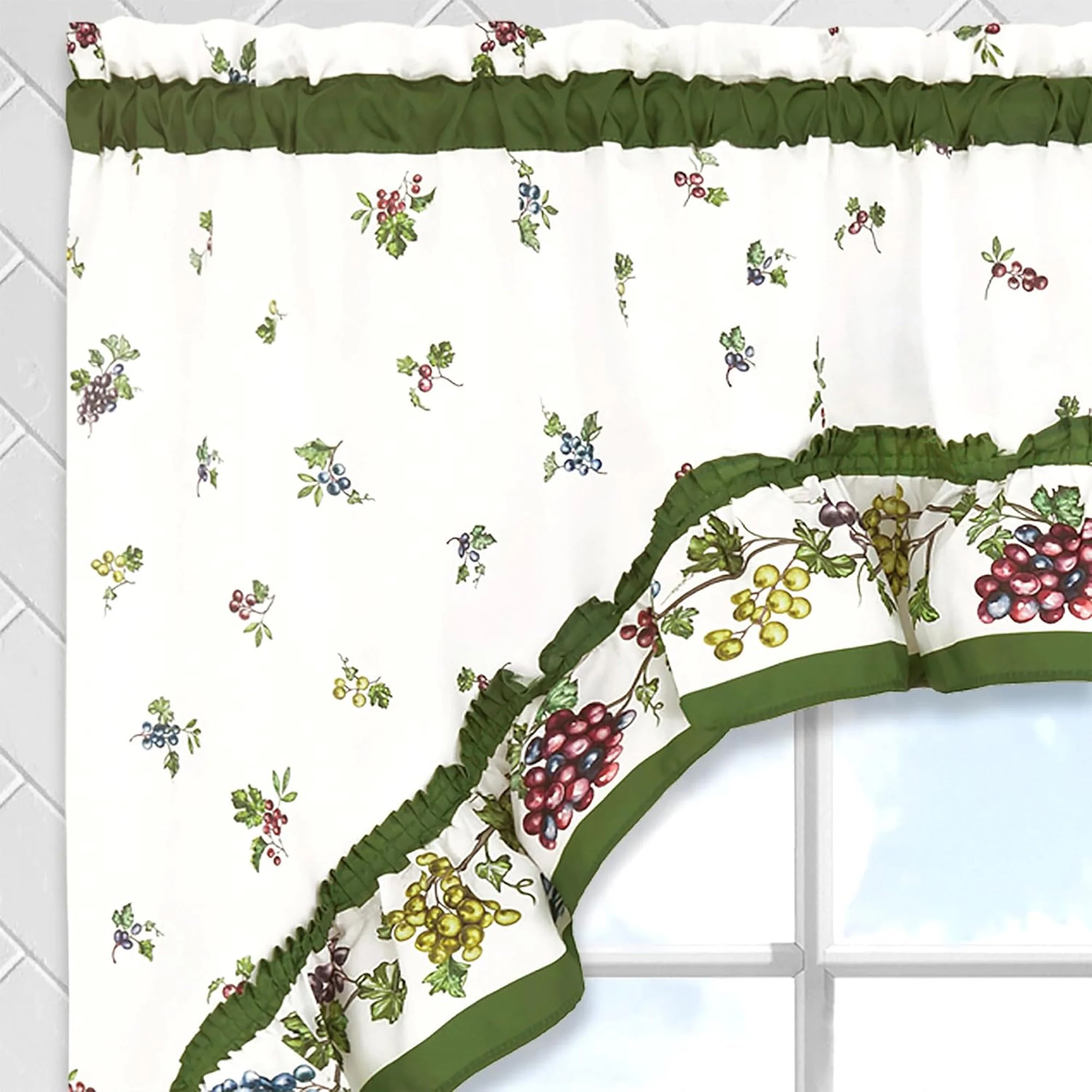 Achim Napa Printed Tier and Swag Kitchen Curtain Set, Green, 57x36 Inches - Image 5