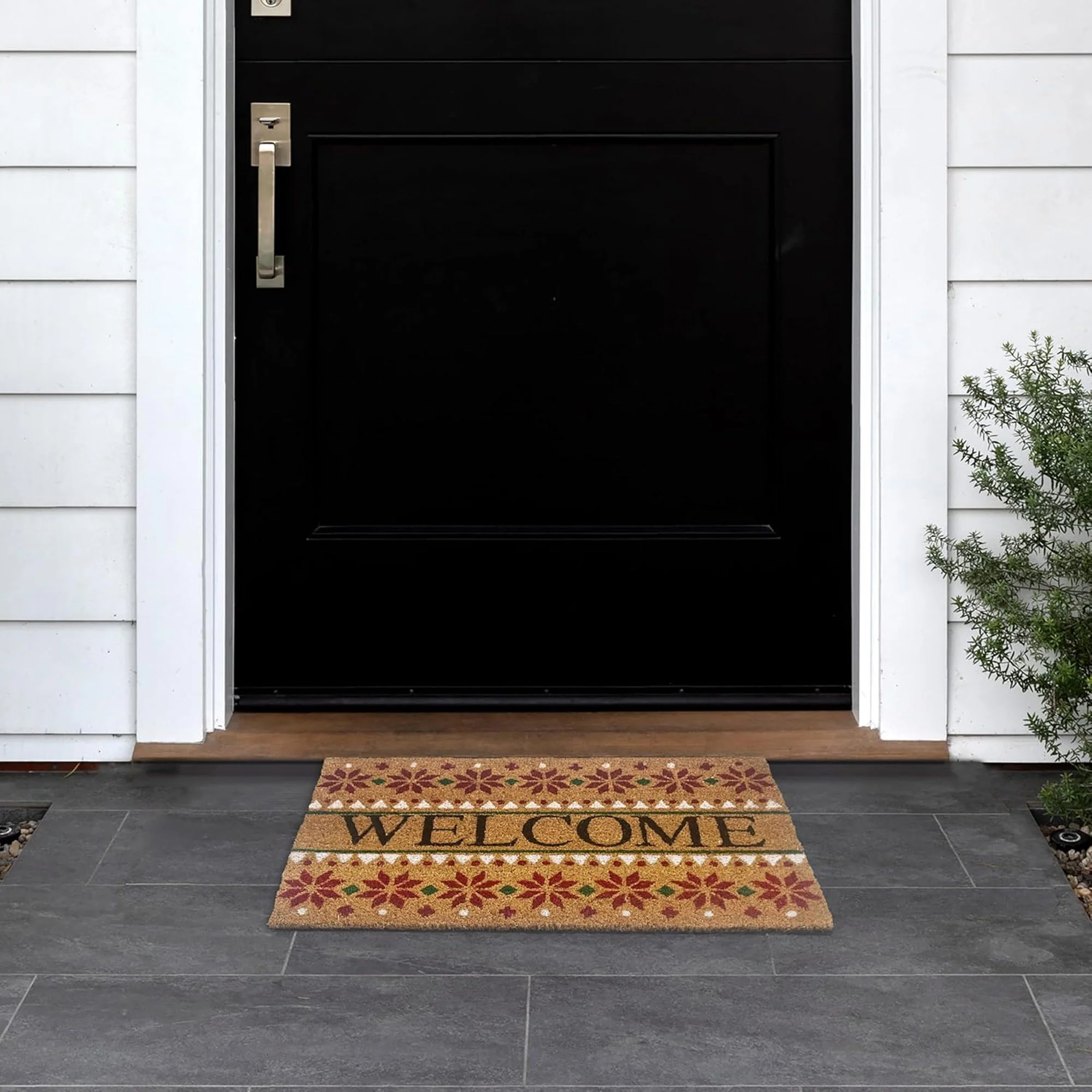Achim Snowflake Welcome Non-Slip Coir Outdoor Mat, 18x30 Inches - Image 5
