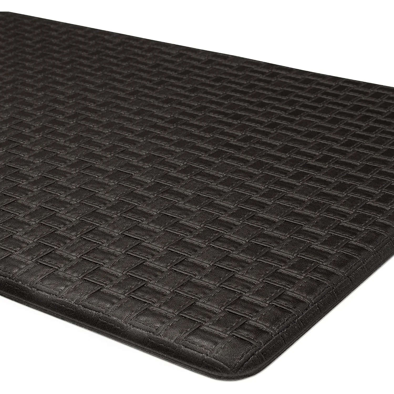 Achim Woven-Embossed Faux-Leather Anti-Fatigue Mat, Black, 18x30 Inches - Image 7