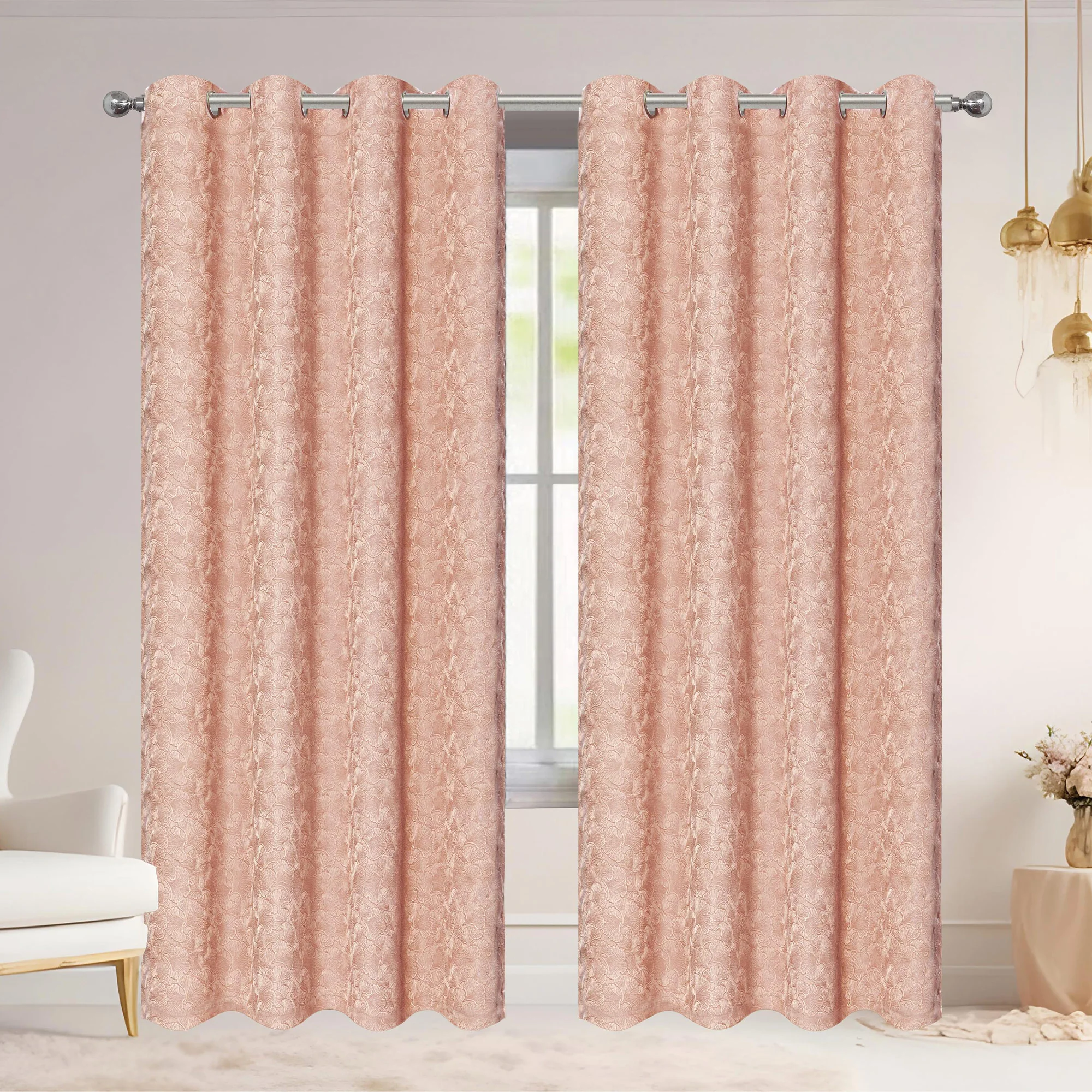 Adelia Ginkgo Biloba Leaf Room Darkening Grommet Window Curtain Panel, 54x84 Inches - Image 6