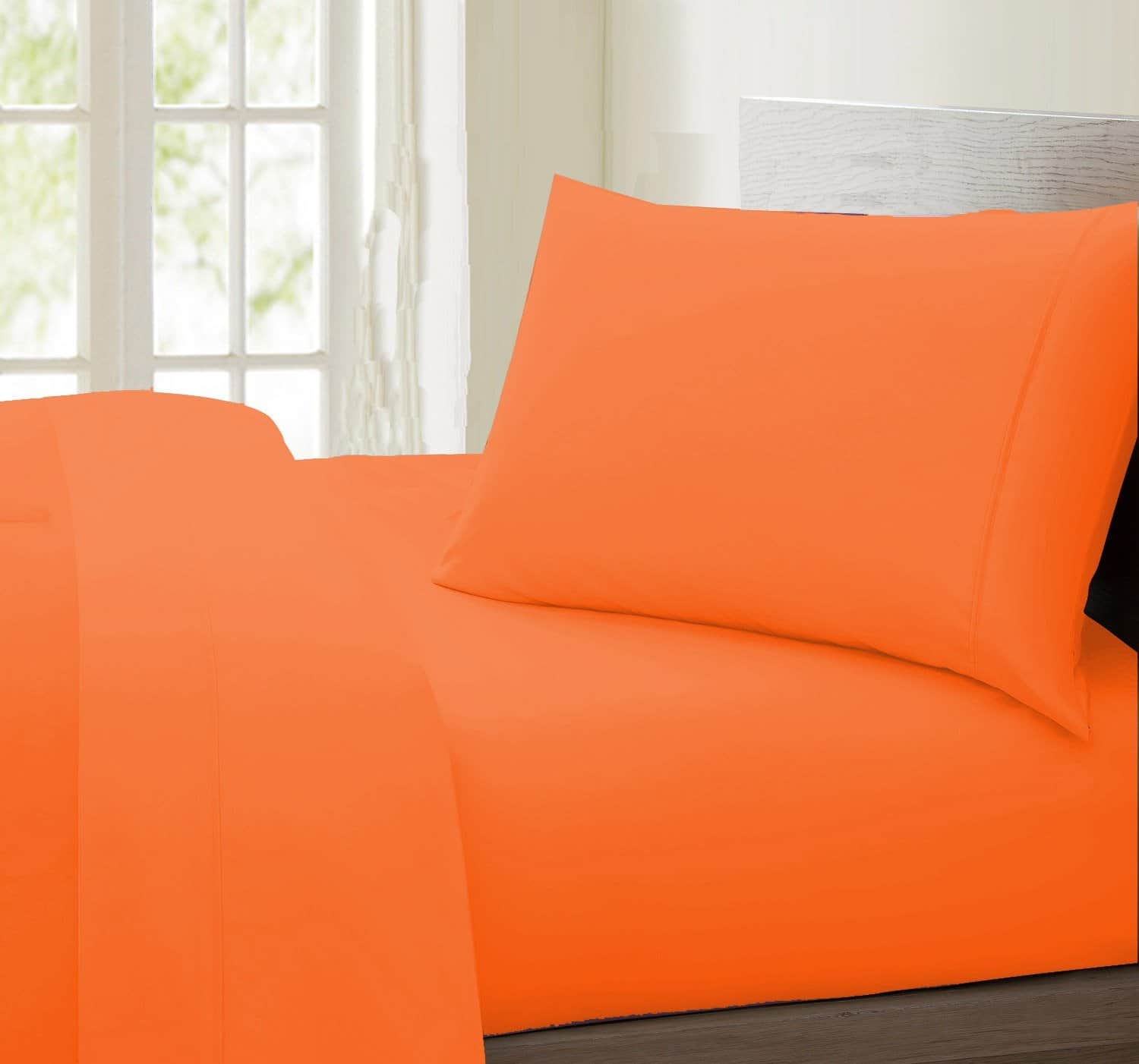 Allessia Wrinkle Free Super Soft Sheet Set, Orange - Image 3
