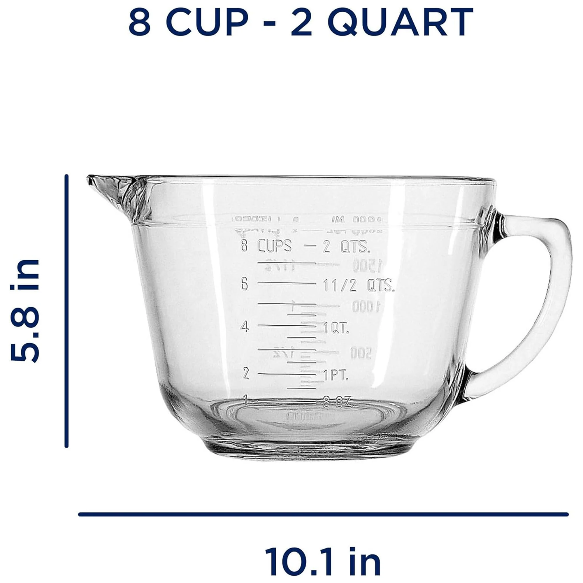 Anchor Hocking Glass Mixing Batter Bowl, Clear, 2 Quart - Image 3