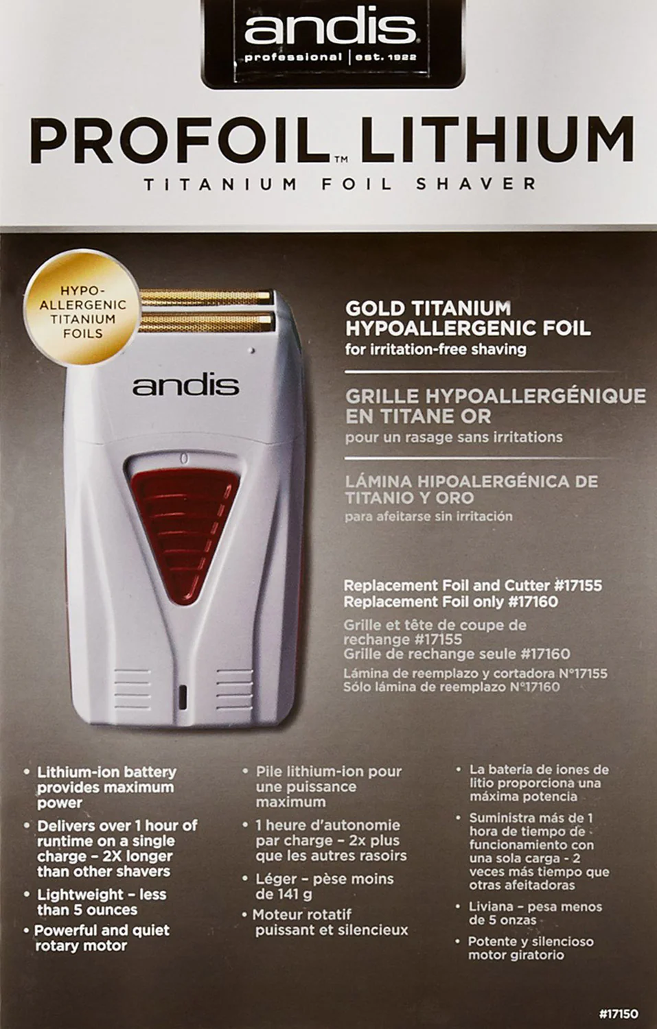 Andis Professional Profoil Lithium Titanium Shaver, White-Red - Image 3