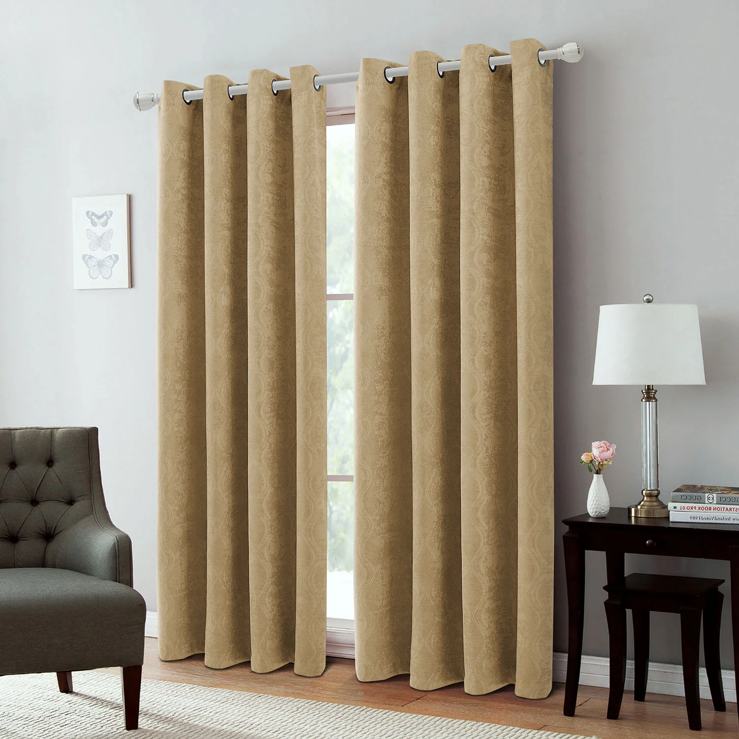 Andy Ogee Room Darkening Curtain Grommet Window Panel, 54x84 Inches - Image 3