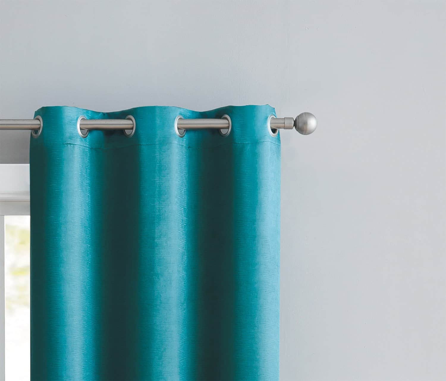 Angela 2-Pack Ribbed Textured Blackout Grommet Window Panel, Teal, 74x84 Inches - Image 2