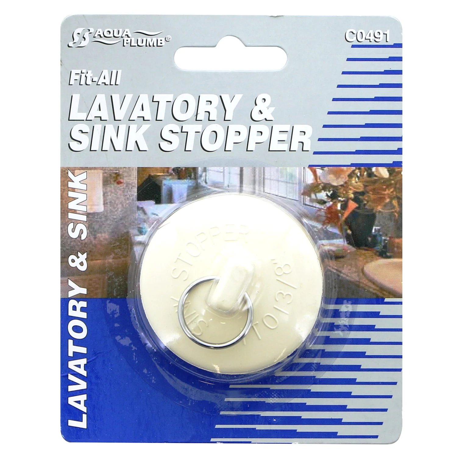 Aqua Plumb Lavatory And Sink Stopper, White, 1 to 1.375 Inches - Image 2