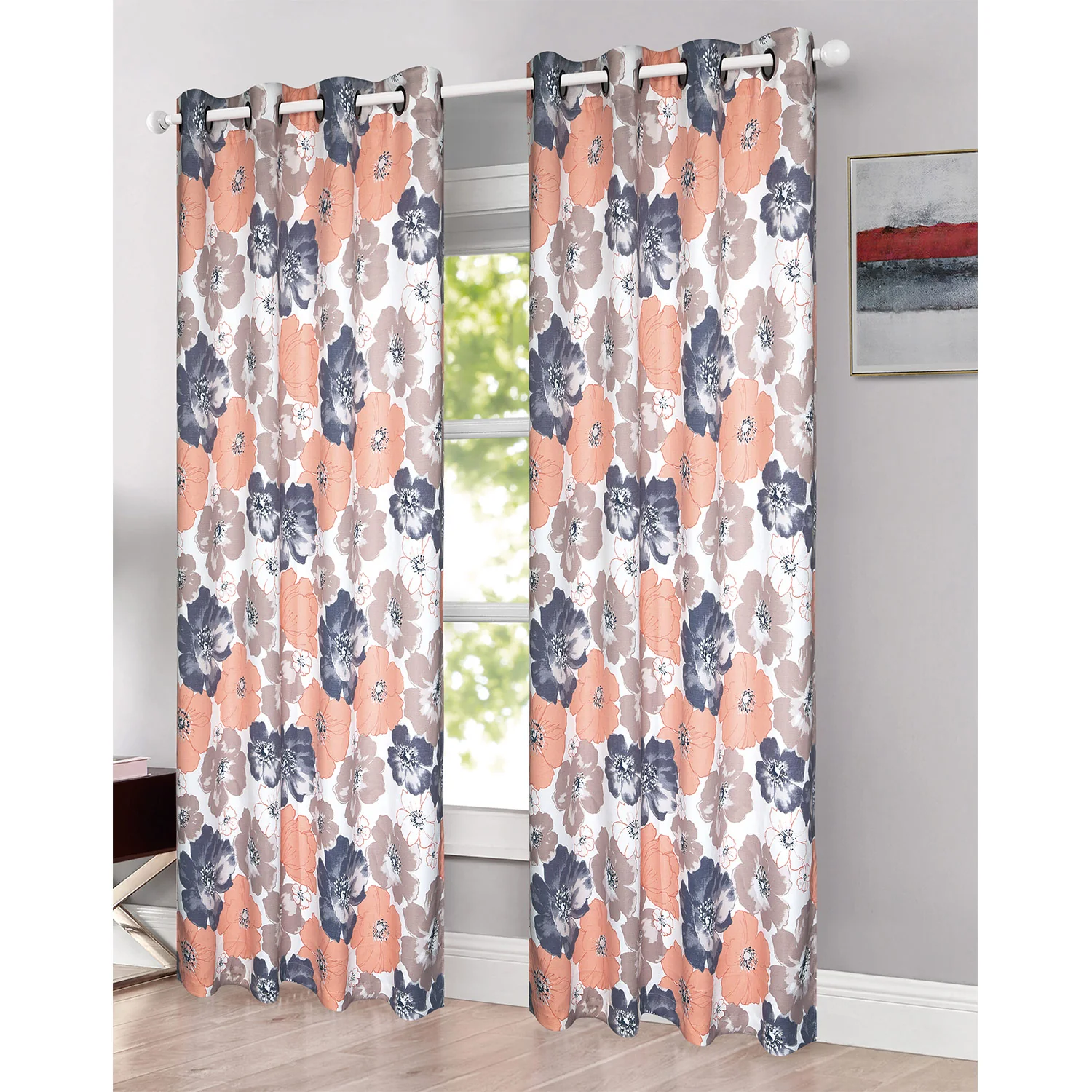 Arbor Floral Printed Room Darkening  Grommet Window Panel, 54x84 Inches - Image 3