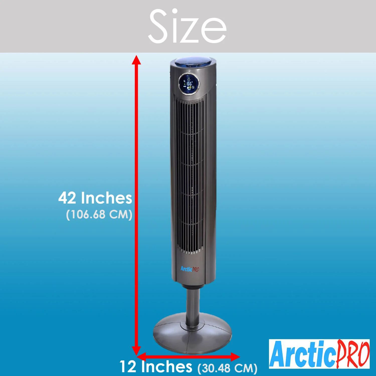 Arctic-Pro Digital Screen Oscillating Tower Fan with Remote Control, Dark Gray, 42-Inch - Image 7
