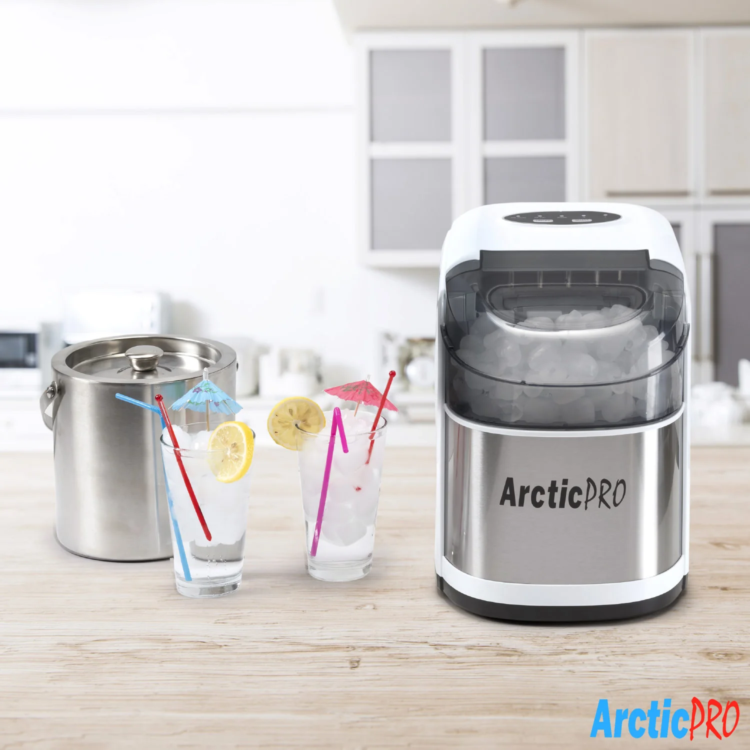 Arctic-Pro Easy Clean Flip-Top Lid Portable Ice Maker, White-Stainless Steel - Image 6