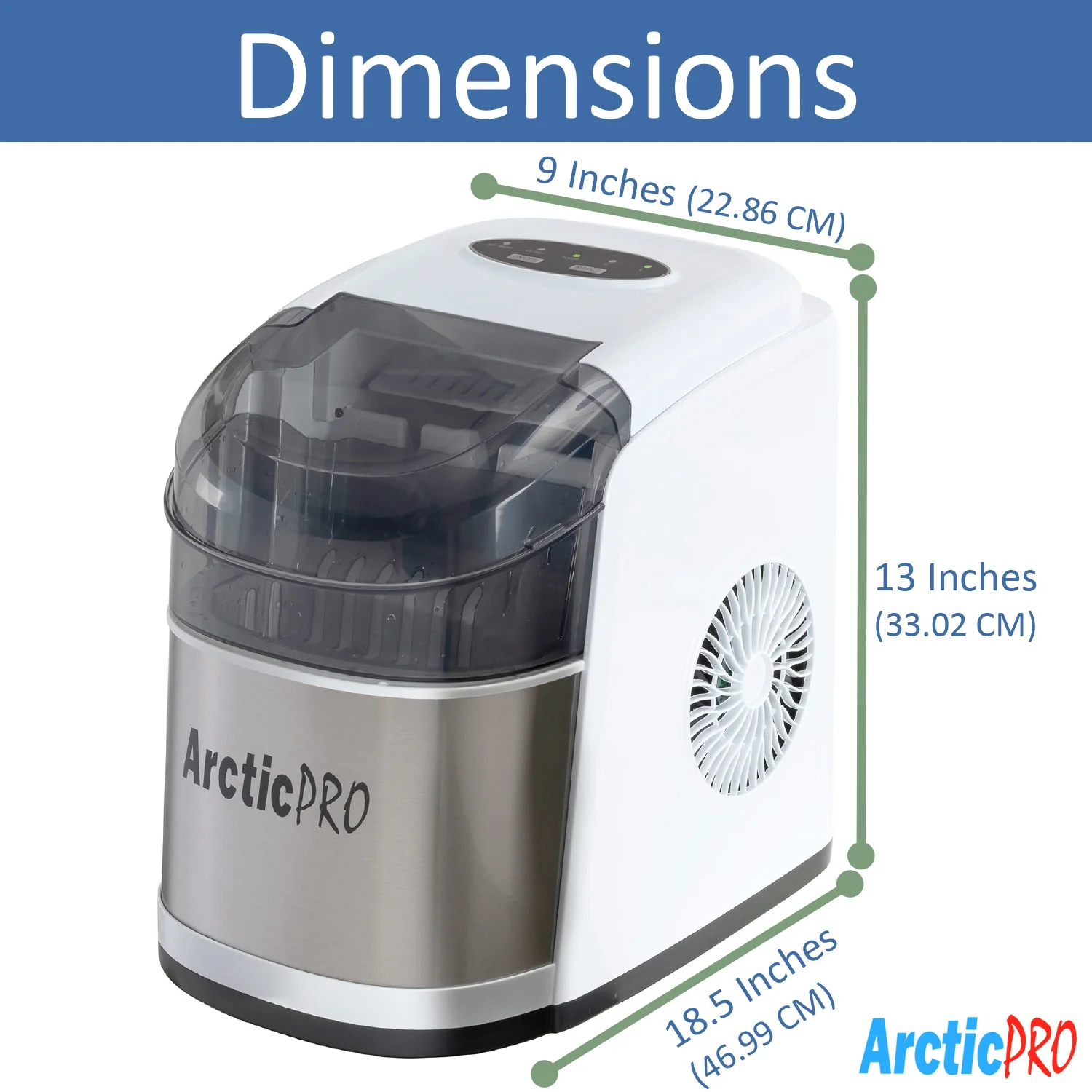 Arctic-Pro Easy Clean Flip-Top Lid Portable Ice Maker, White-Stainless Steel - Image 7