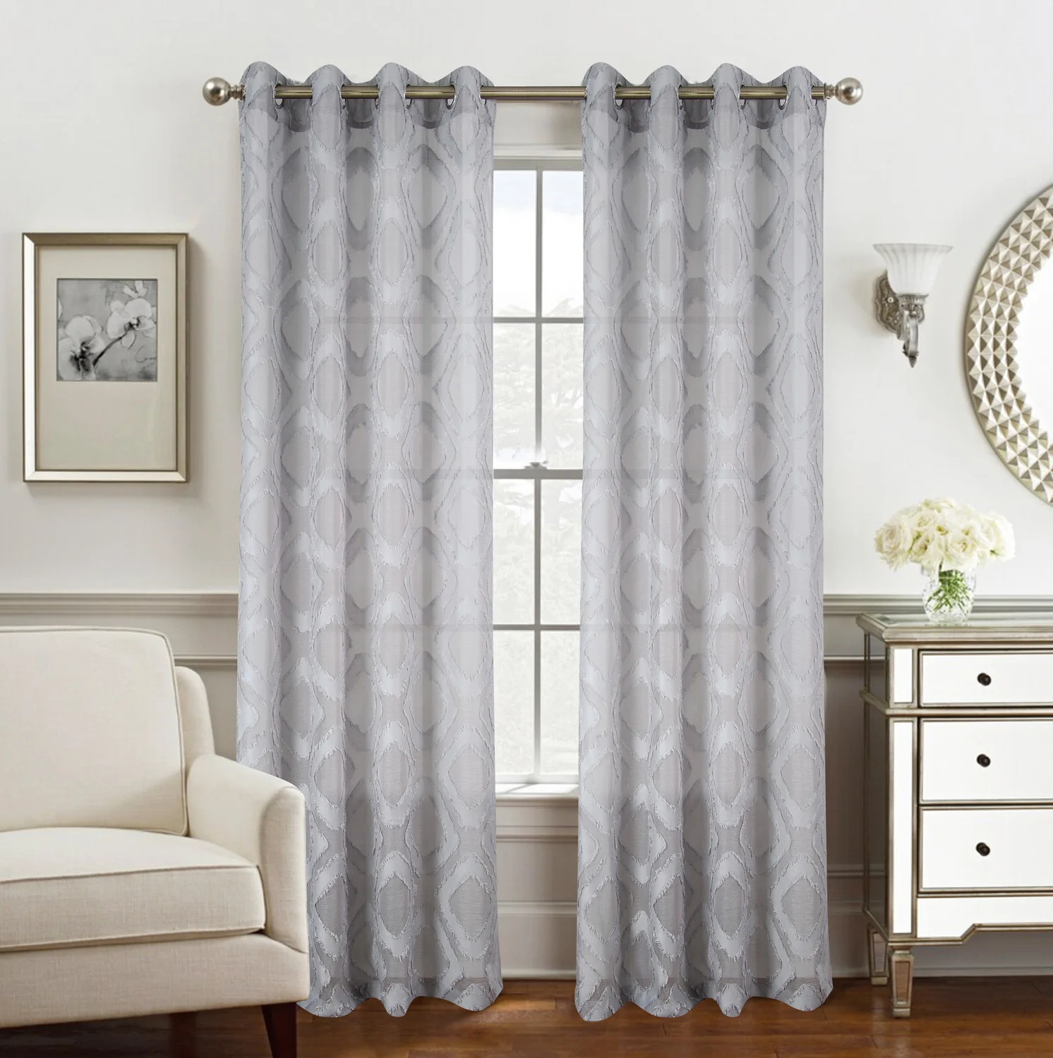 Ariana Clipped Doily Grommet Window Panel, 54x84 Inches - Image 14