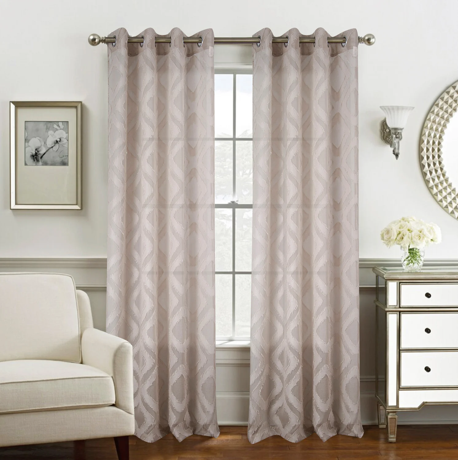 Ariana Clipped Doily Grommet Window Panel, 54x84 Inches - Image 8