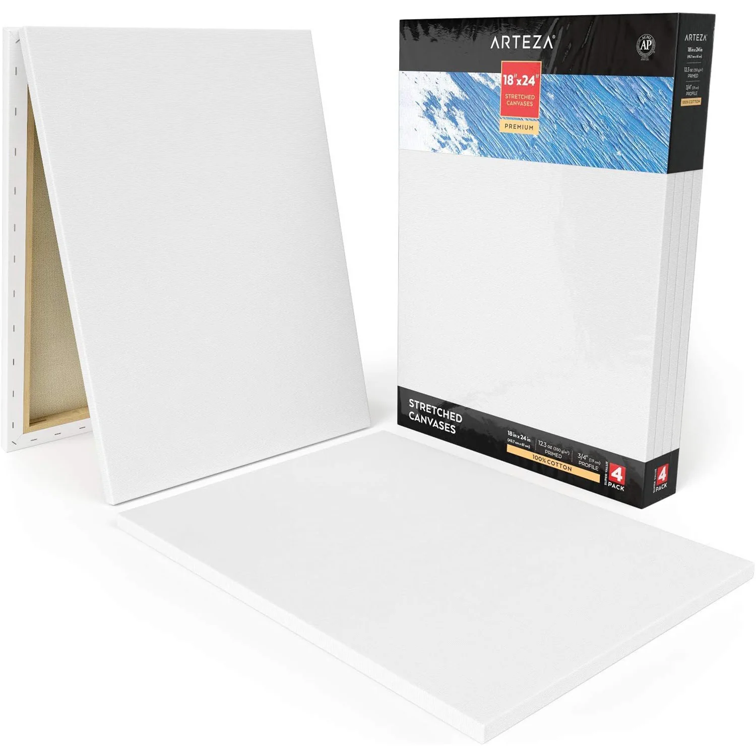 ARTEZA Streched Wood Canvas for Painting, 18x24 Inches, 4 Count - Image 6