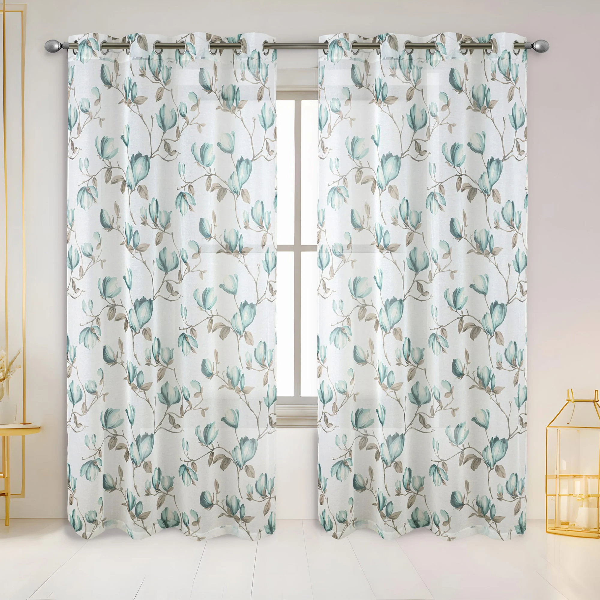 Ashlei Sheer Tulip Printed Grommet Window Panel Curtain, 54x84 Inches - Image 2
