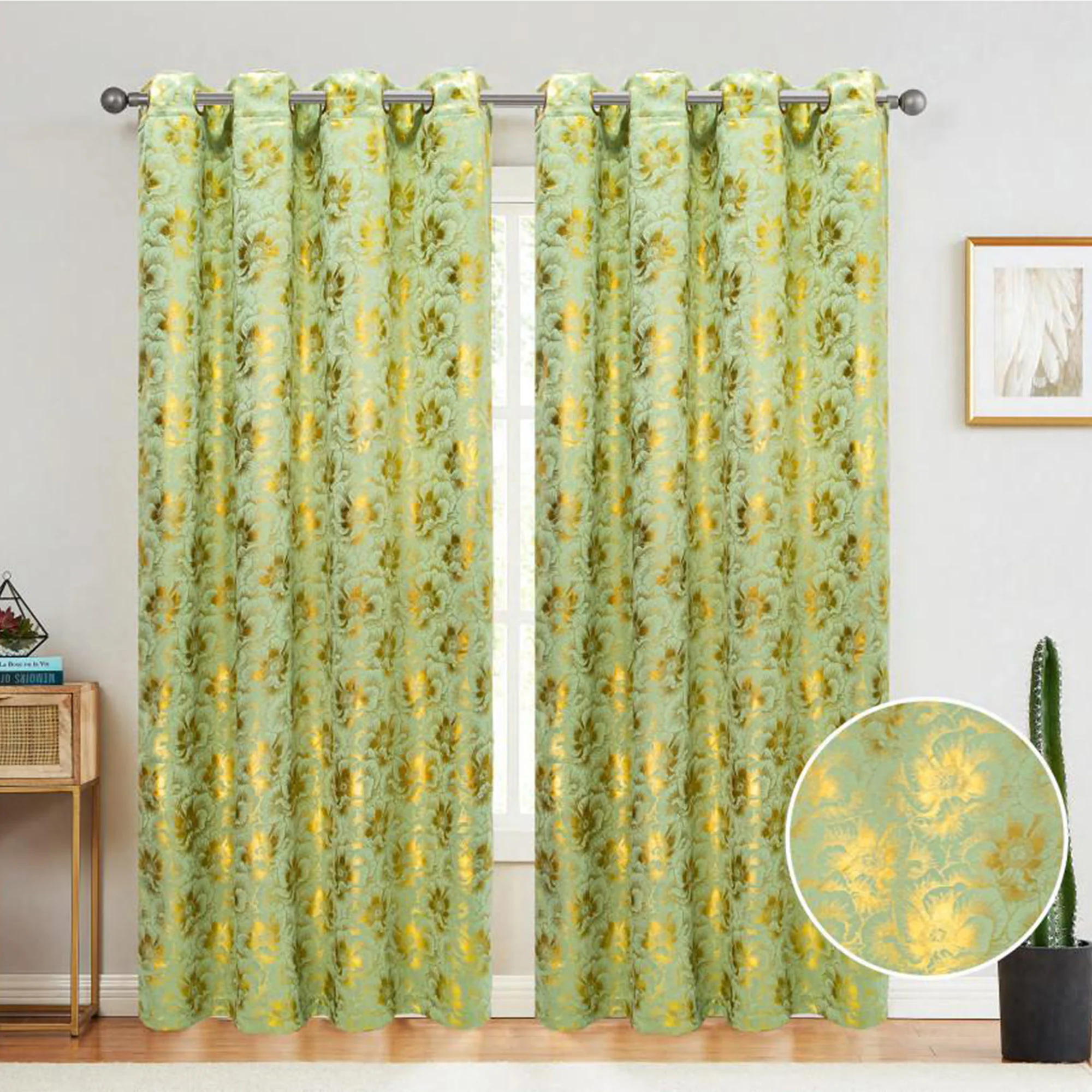 Atlanta Metallic Foil Room Darkening Grommet Window Curtain Panel, 54x84 Inches - Image 5