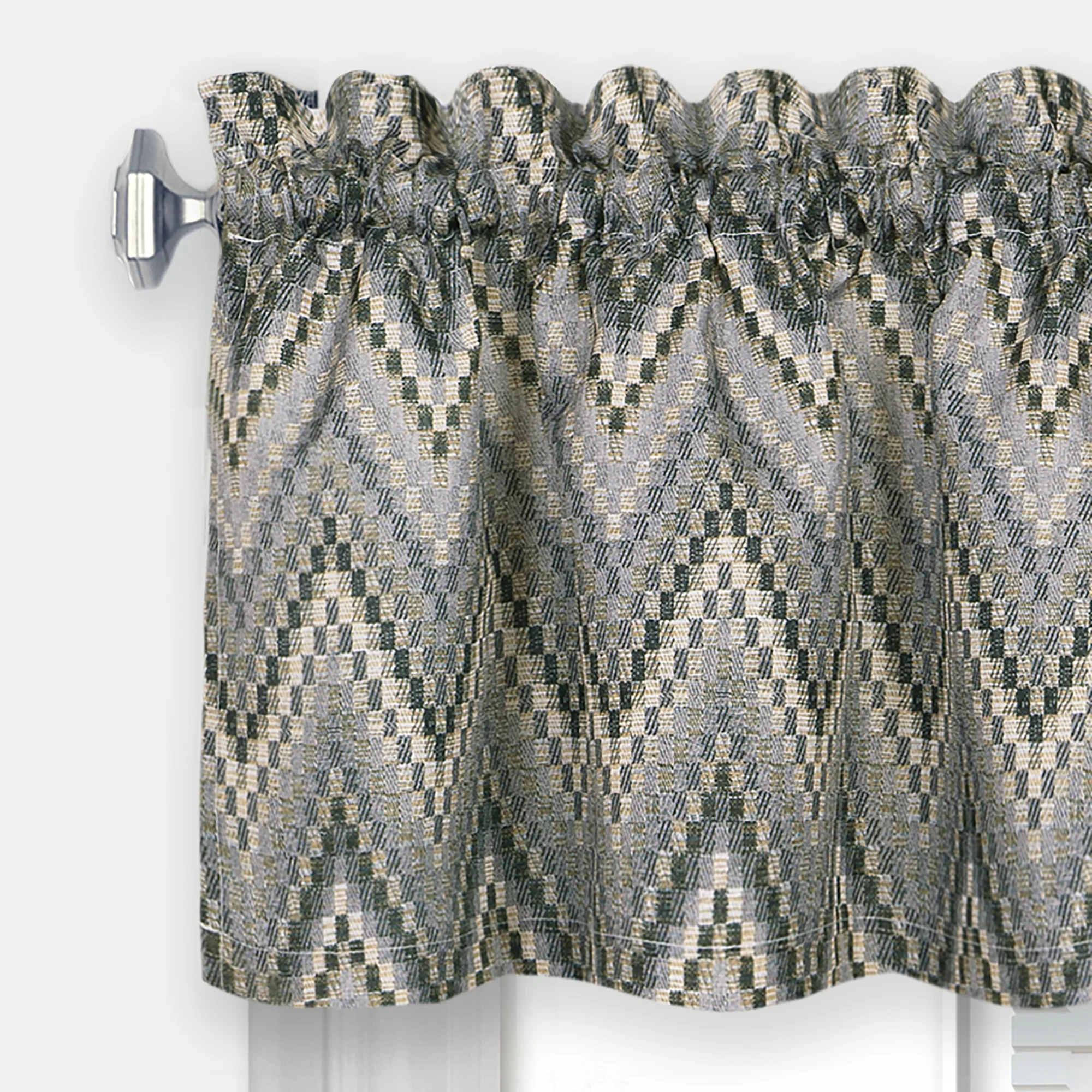 Avery 3-Piece Printed Kitchen Curtain Set, Charcoal, Tiers 58x36 Inches, Valance 58x14 Inches - Image 3