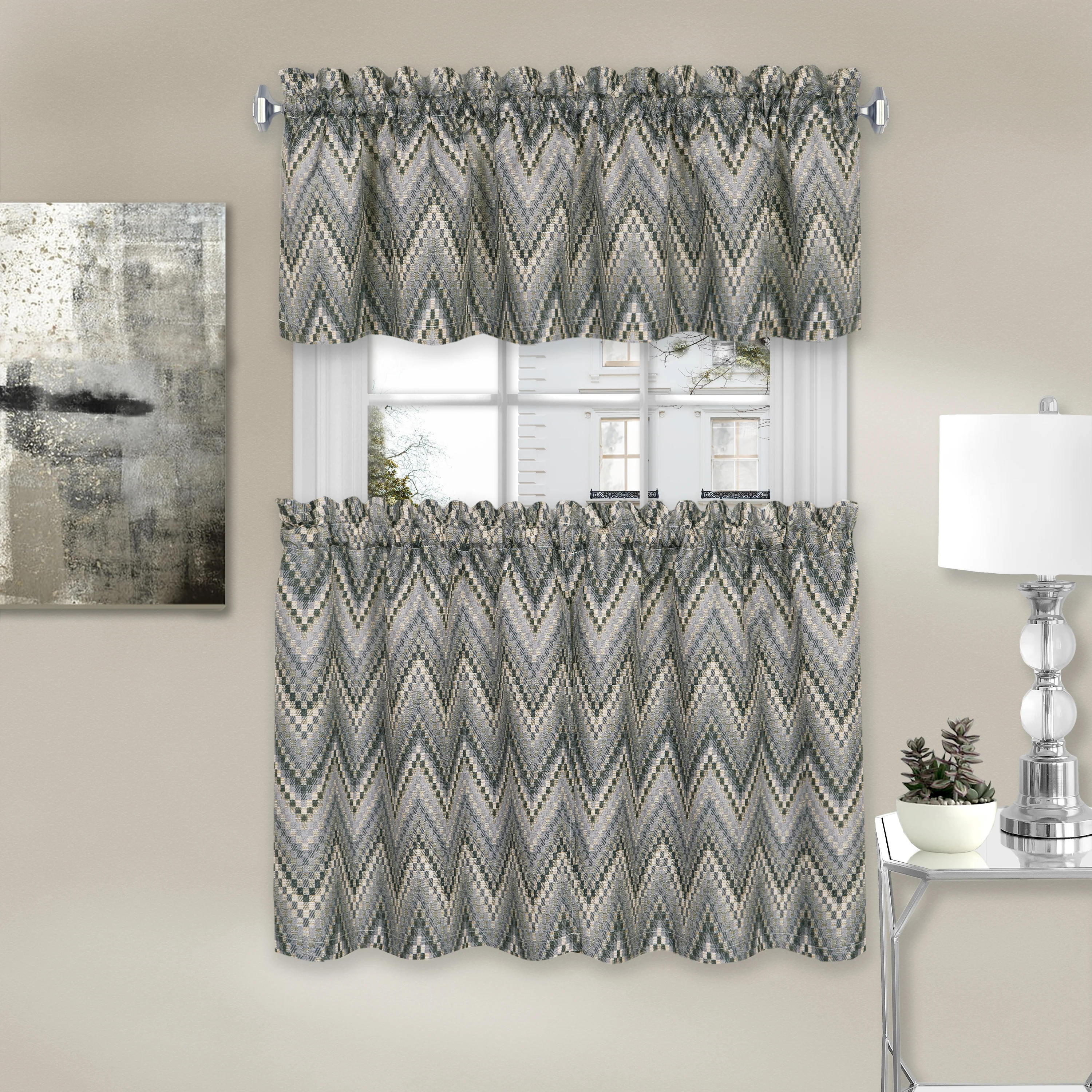 Avery Window Curtain Valance - 58x14 - Charcoal - Image 2