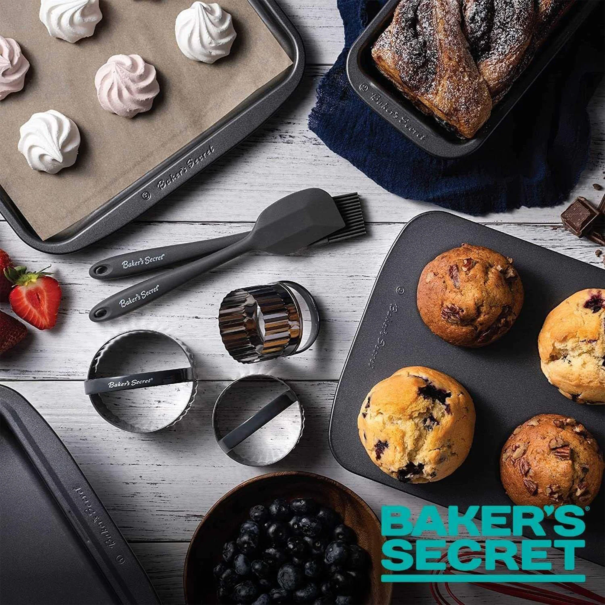 Baker’s Secret 5 Piece Essentials Non-Stick Steel Baking Set, Dark Gray - Image 6