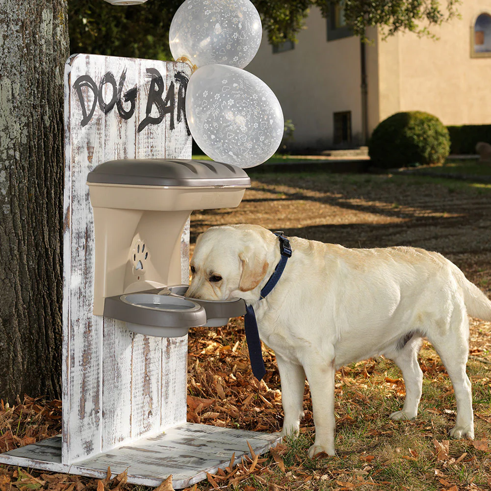 Bama Pet Mountable Food Stand with Storage Compartment, Taupe, Larger Dog Size - Image 2