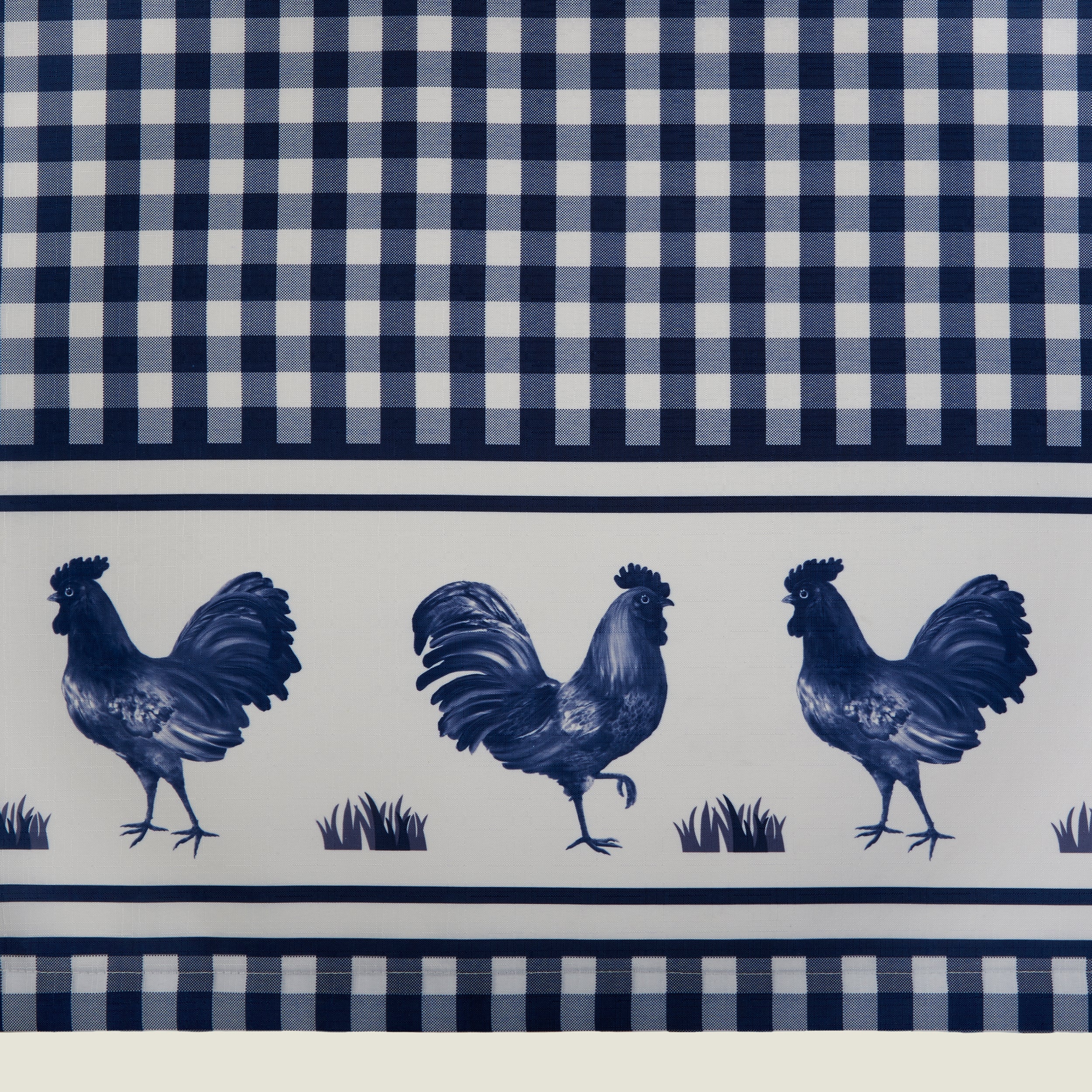 Barnyard Kitchen Curtain Tier and Valence Set, Navy, 58x14 and 58x36 Inches - Image 2