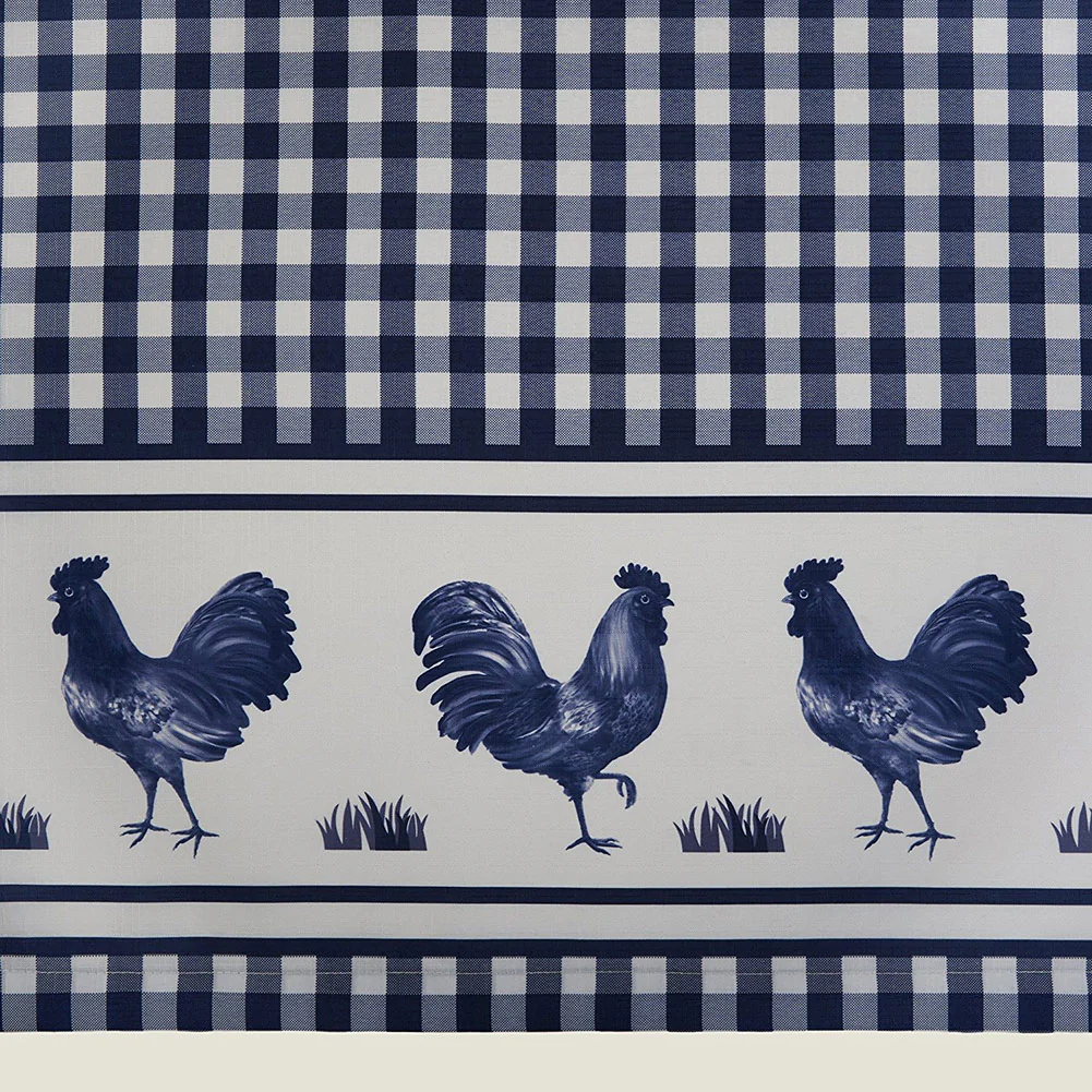 Barnyard Kitchen Curtain Tier and Valence Set, Navy, 58x14 and 58x36 Inches - Image 4