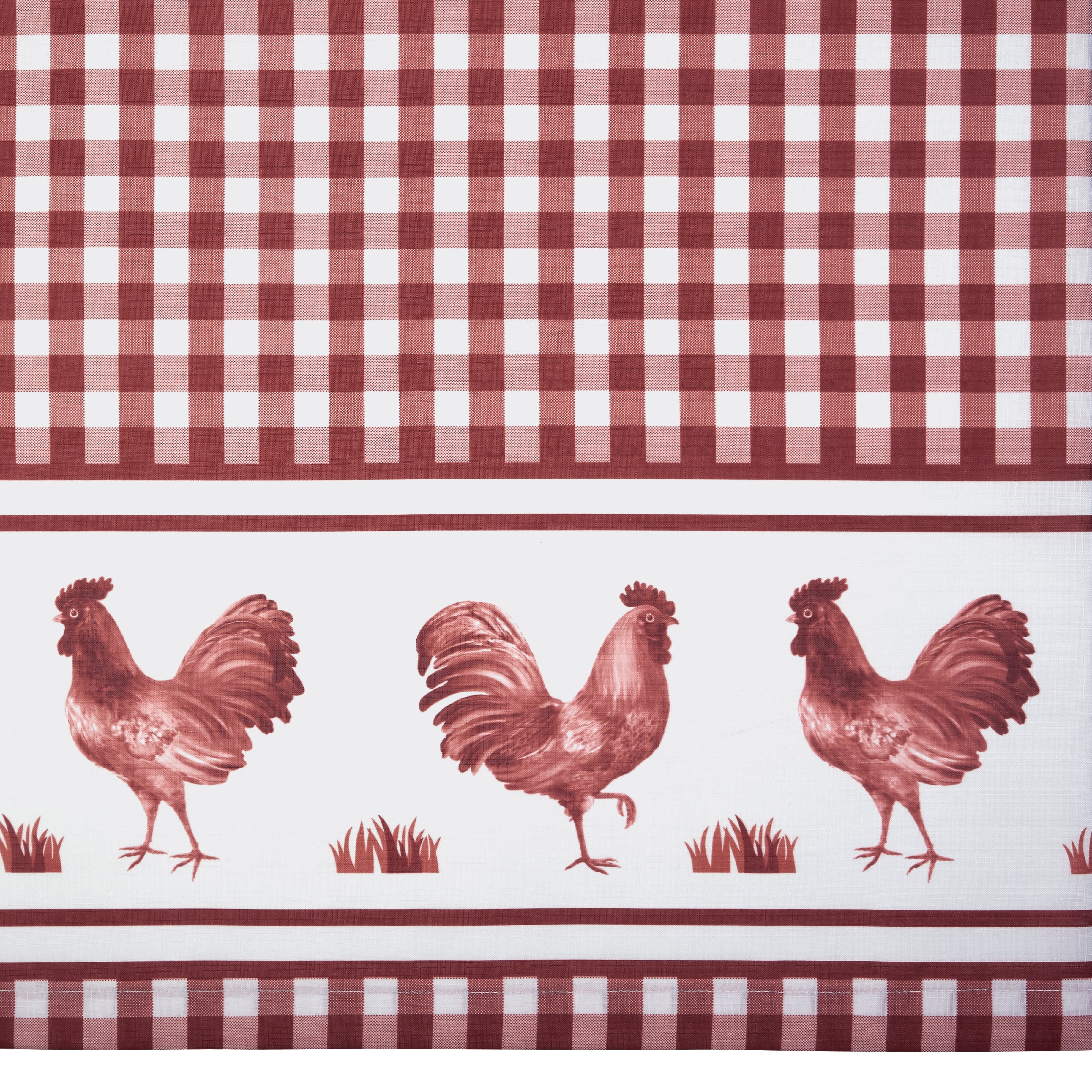 Barnyard Window Curtain Tier Pair and Valance Set - 58x24 - Burgundy - Image 2