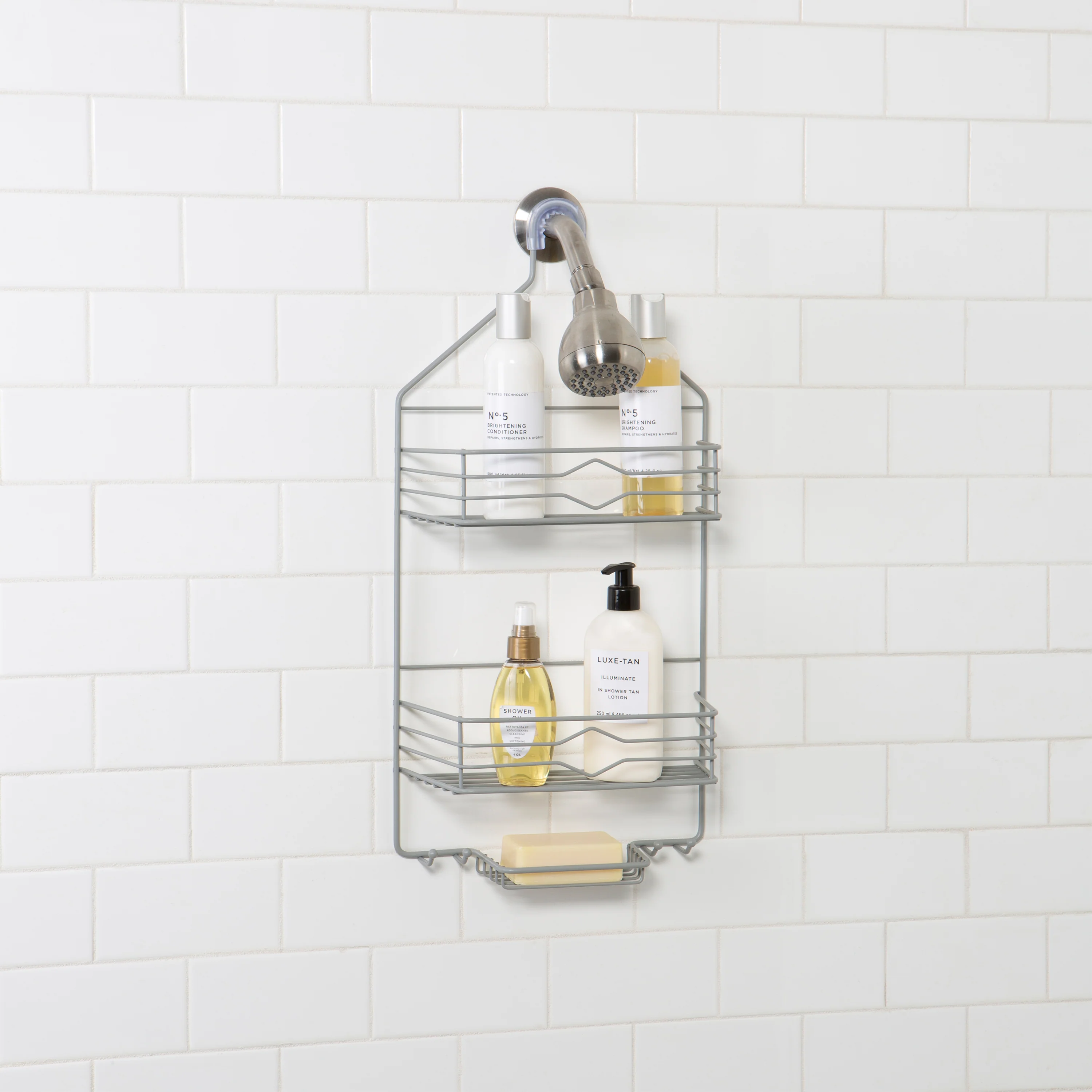 Bath Bliss 2 Tier Aztec Shower Caddy in Grey - Image 4