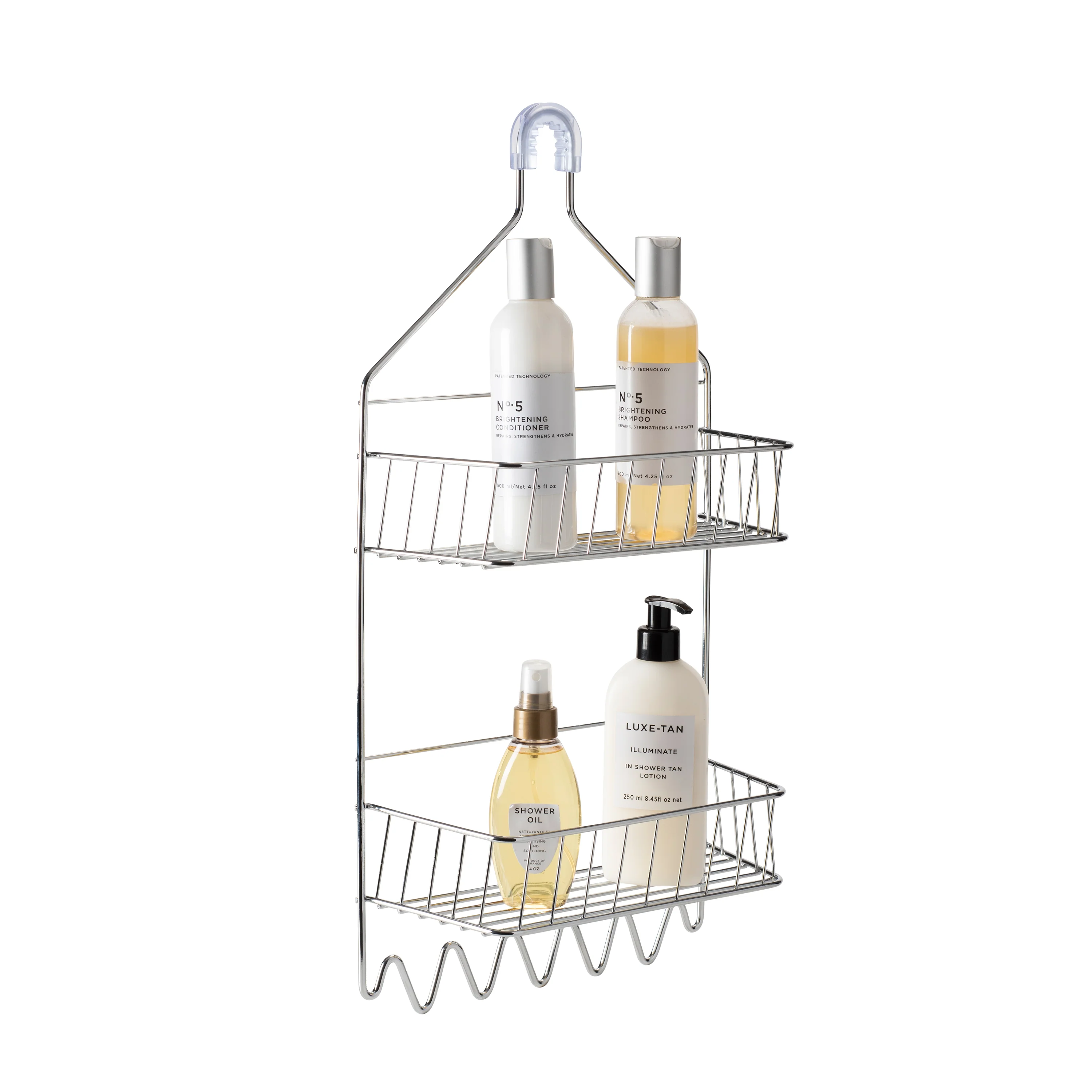 Bath Bliss 2 Tier Cabana Stripe Shower Caddy in Chrome - Image 2