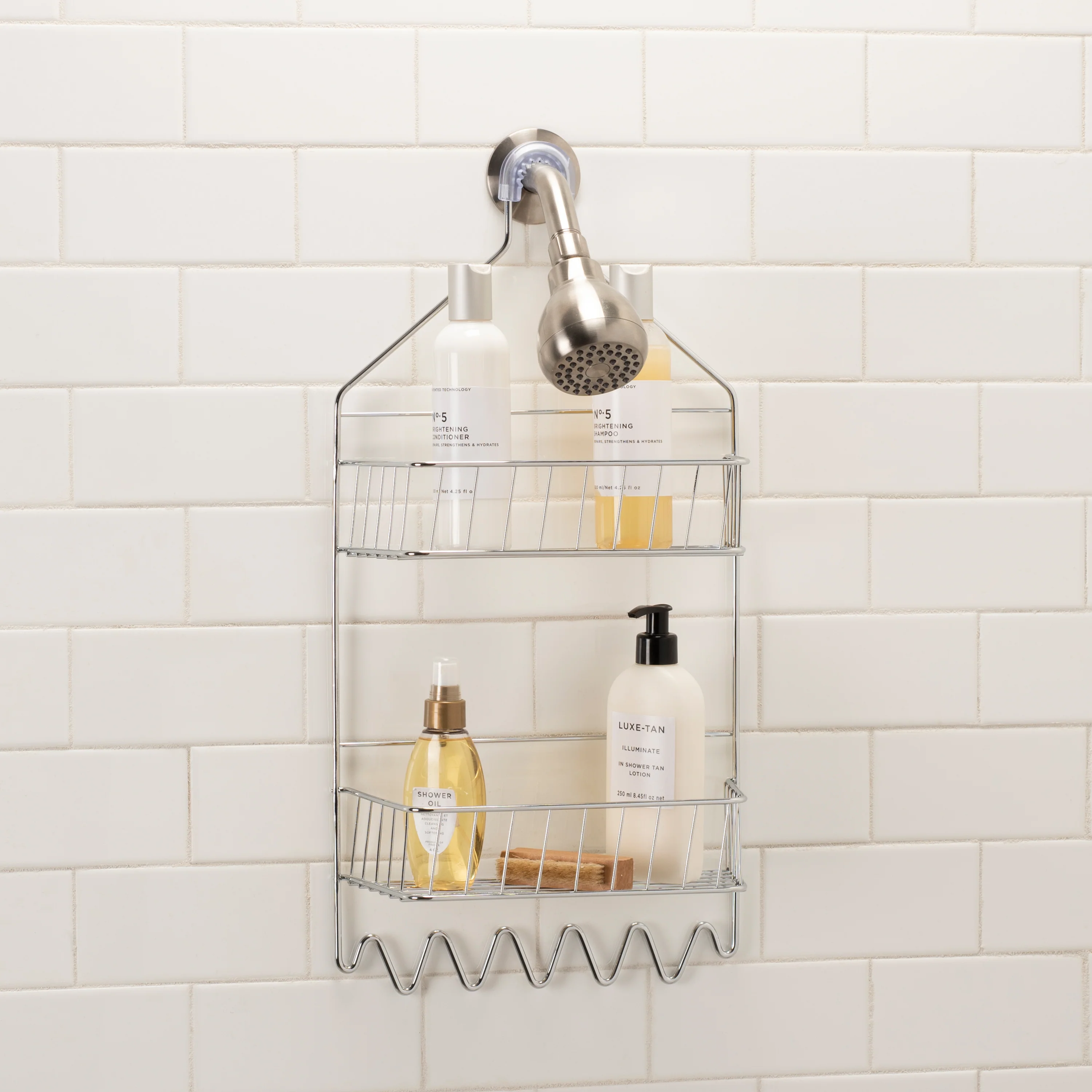 Bath Bliss 2 Tier Cabana Stripe Shower Caddy in Chrome - Image 3