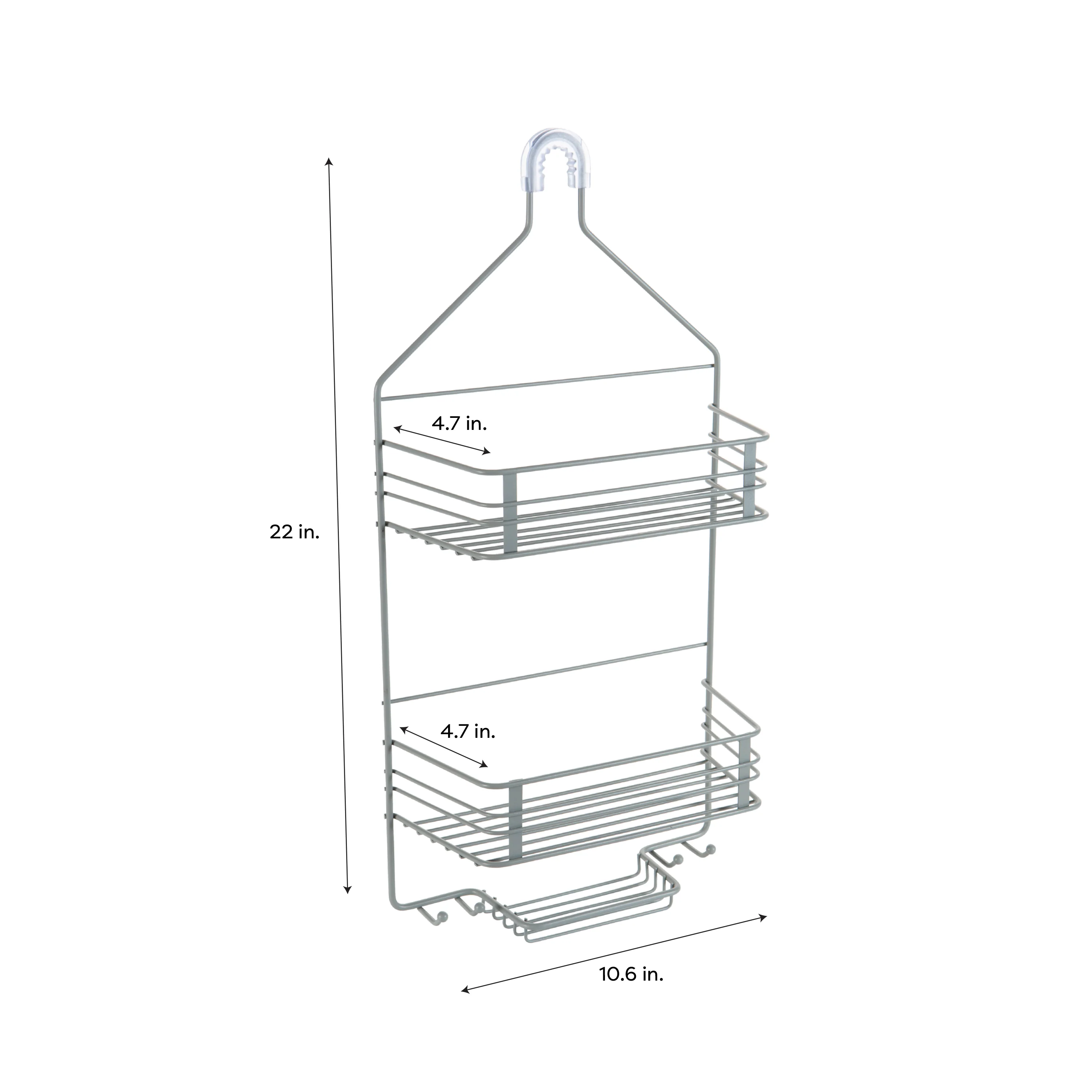 Bath Bliss 2 Tier Shower Caddy in Grey - Image 3