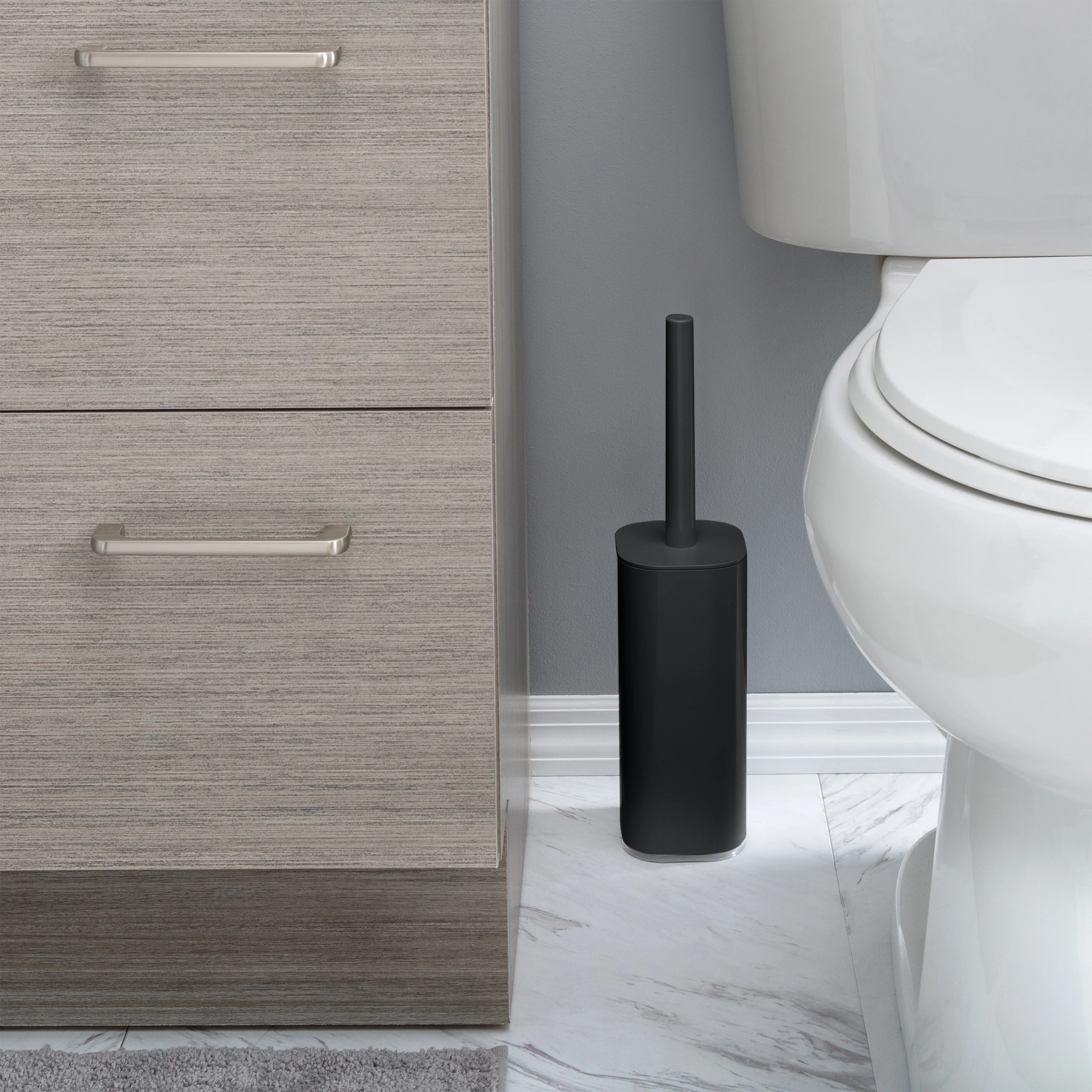 Bath Bliss Acrylic Square Toilet Brush Set in Black - Image 3