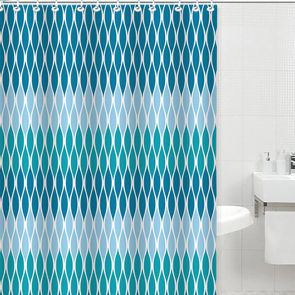 Bath Bliss Canvas Shower Curtain, Blue Chevron Design, 70x72 Inches