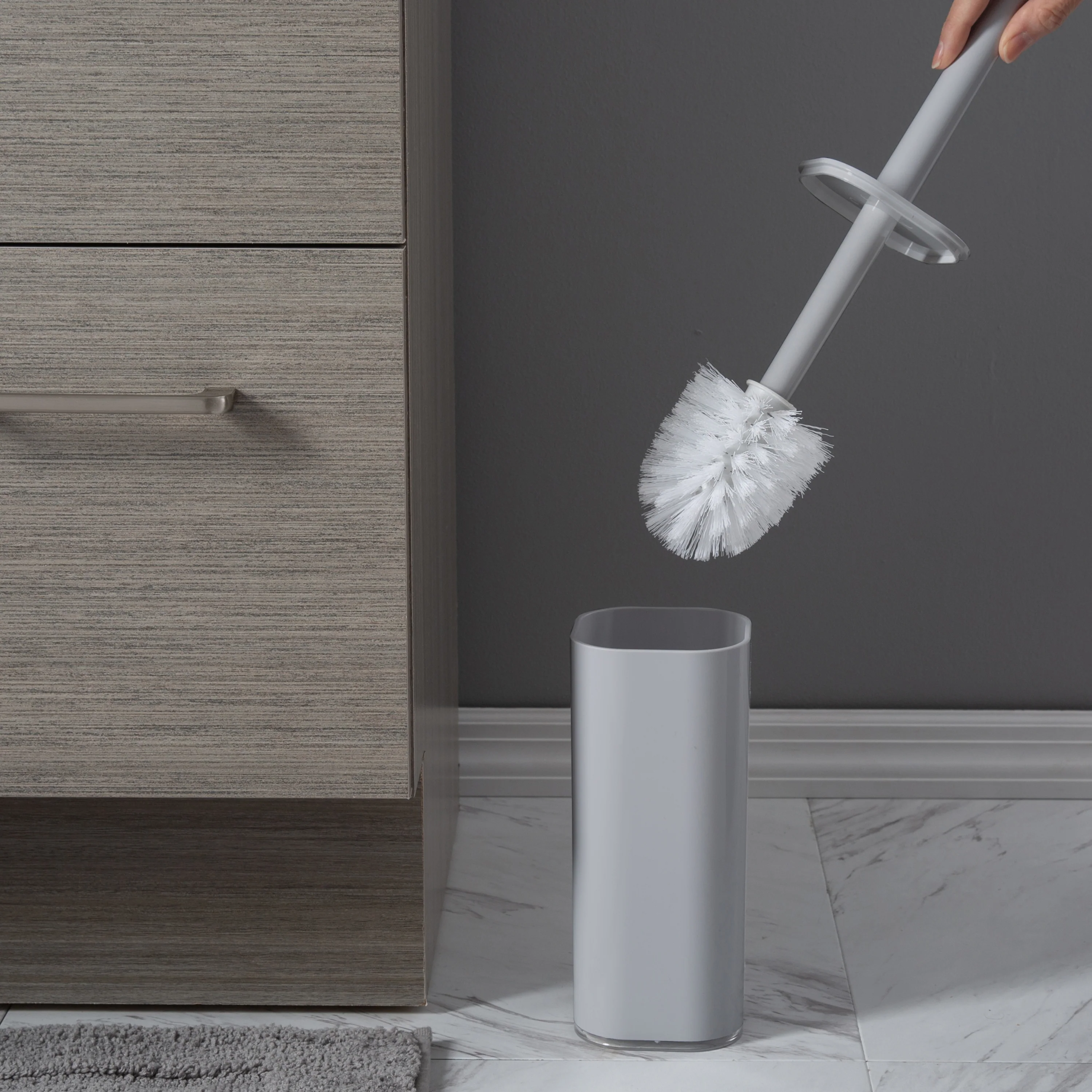 Bath Bliss Contemporary Acrylic Toilet Brush Set in Grey - Image 3