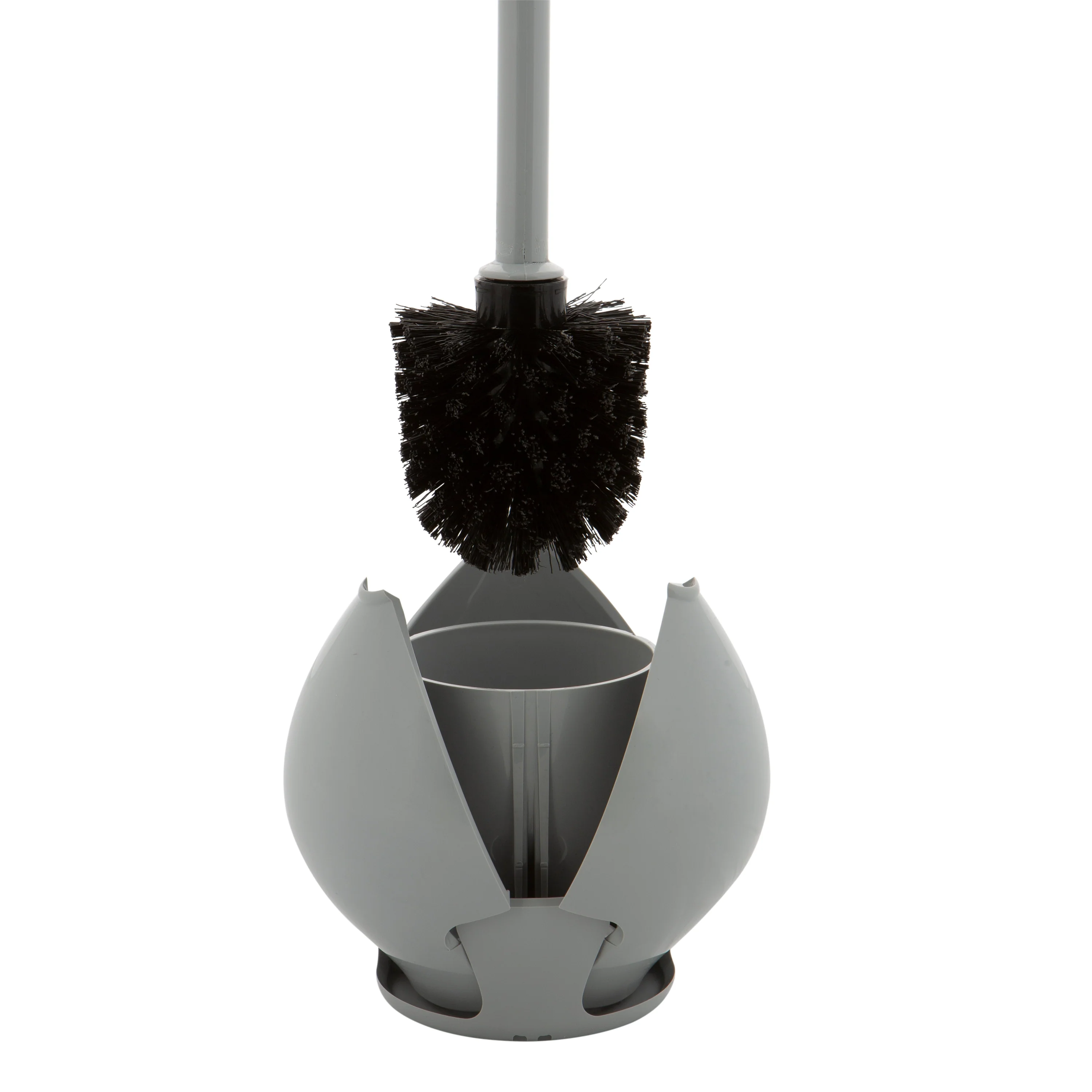 Bath Bliss Firm Grip Tulip Toilet Bowl Brush in Grey - Image 2