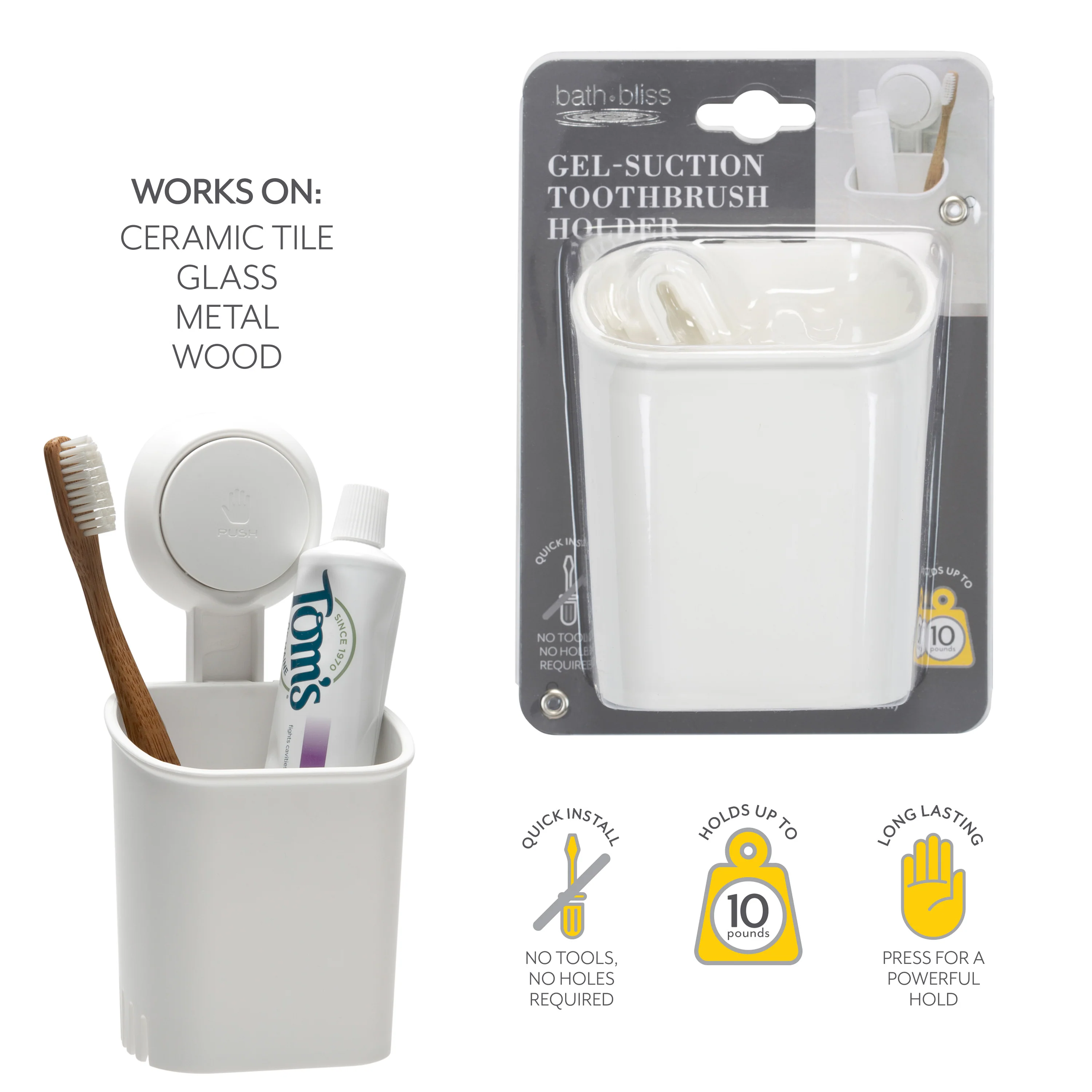 Bath Bliss Gel Suction Toothbrush Holder - Image 3