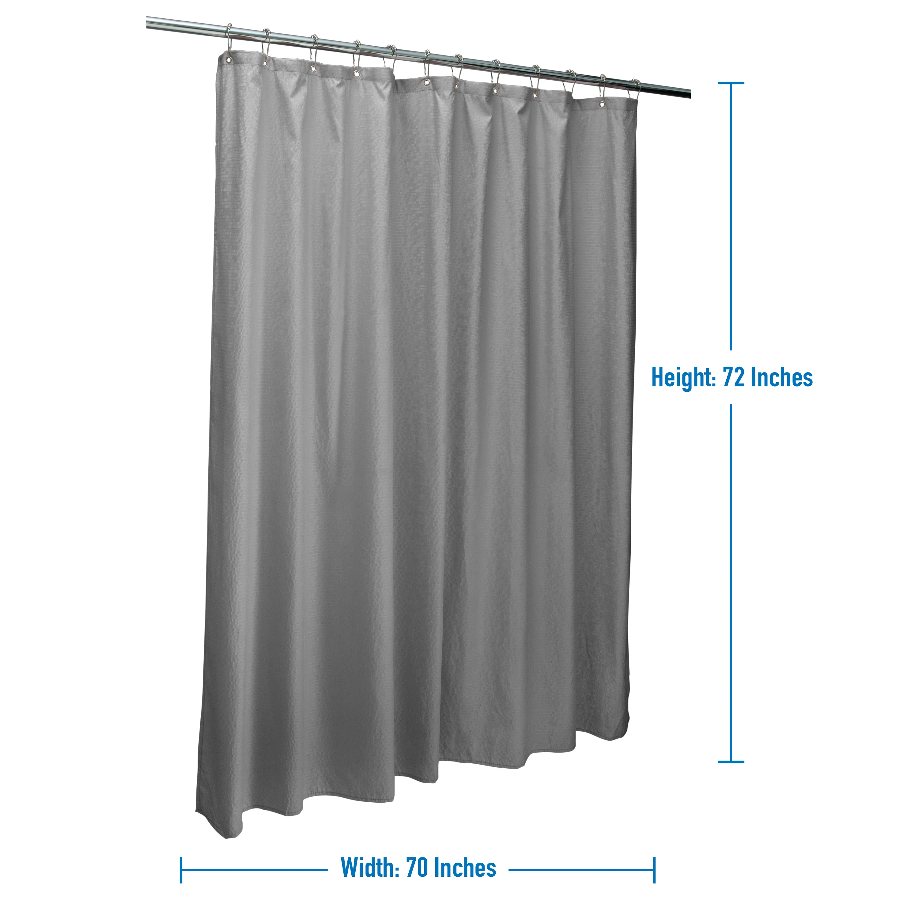 Bath Bliss Microfiber Soft Touch Dash Design Shower Curtain Liner in Heather Grey - Image 2
