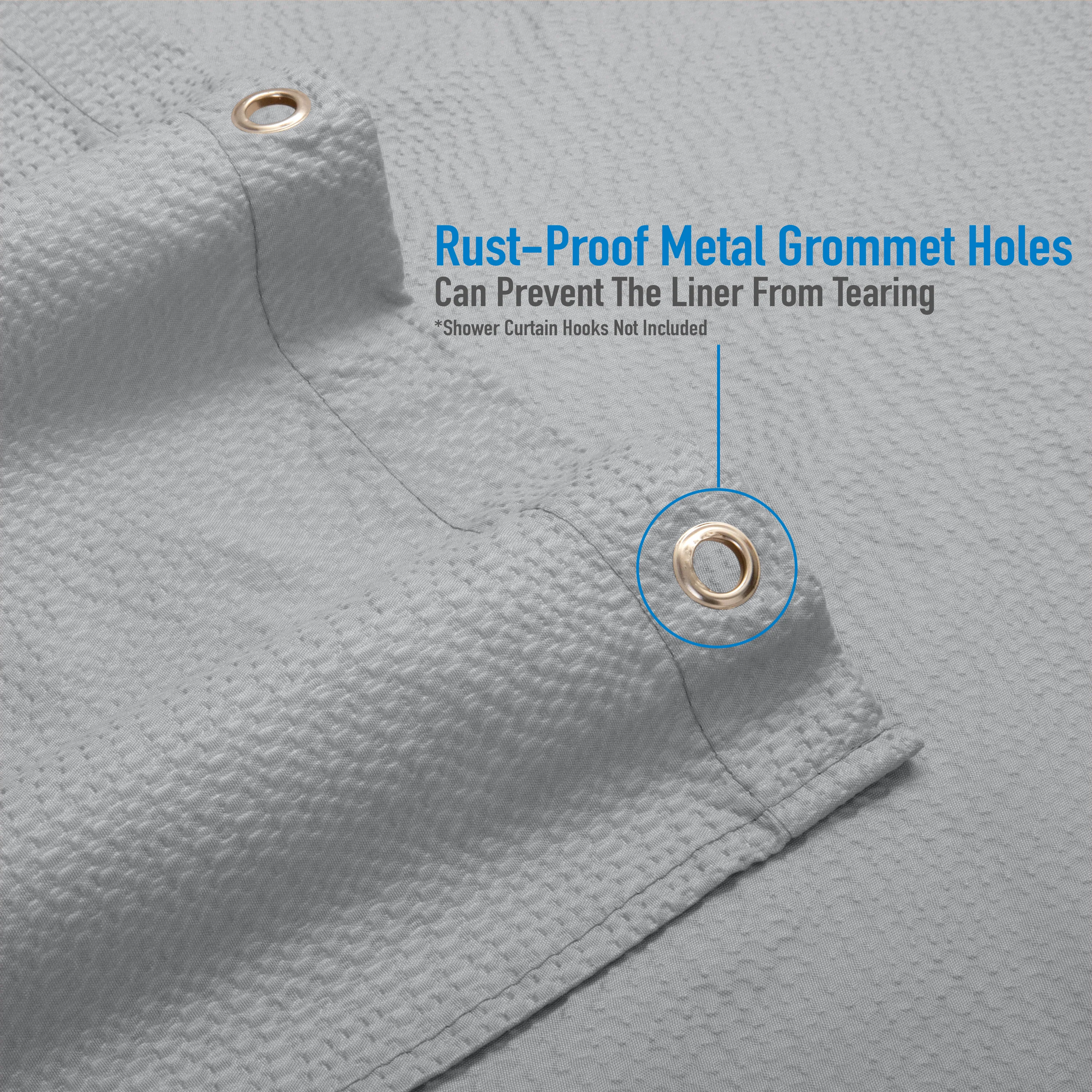 Bath Bliss Microfiber Soft Touch Seersucker Design Shower Curtain Liner in Silver - Image 4
