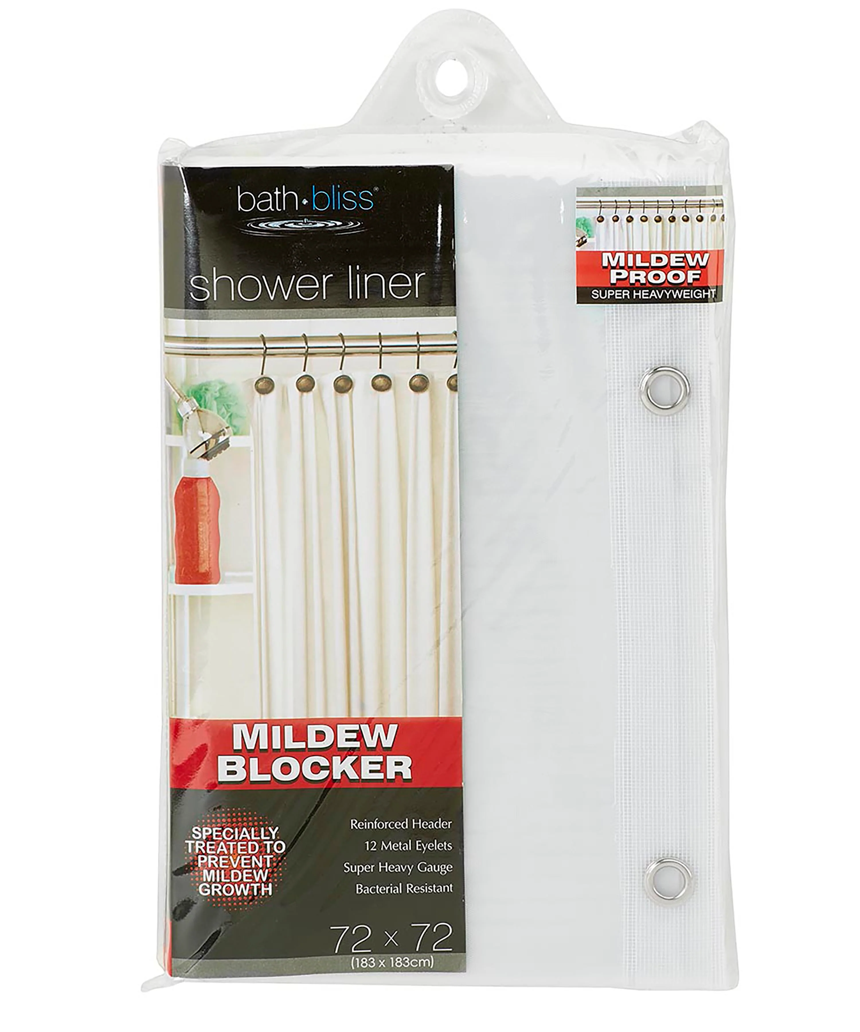 Bath Bliss Mildew Resistant Shower Liner in Frost - Image 2