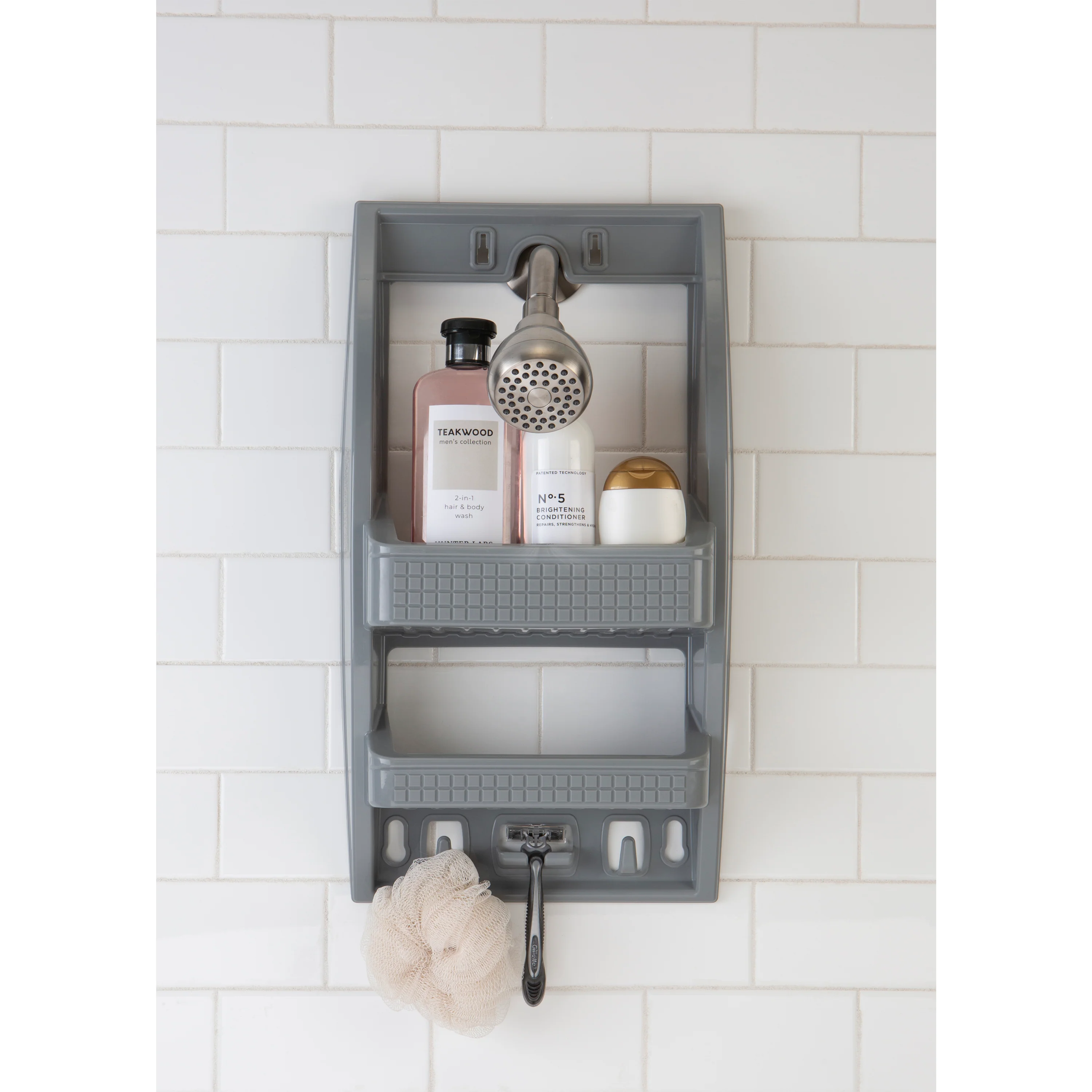 Bath Bliss Multi Hanging Option Shower Caddy in Grey - Image 3