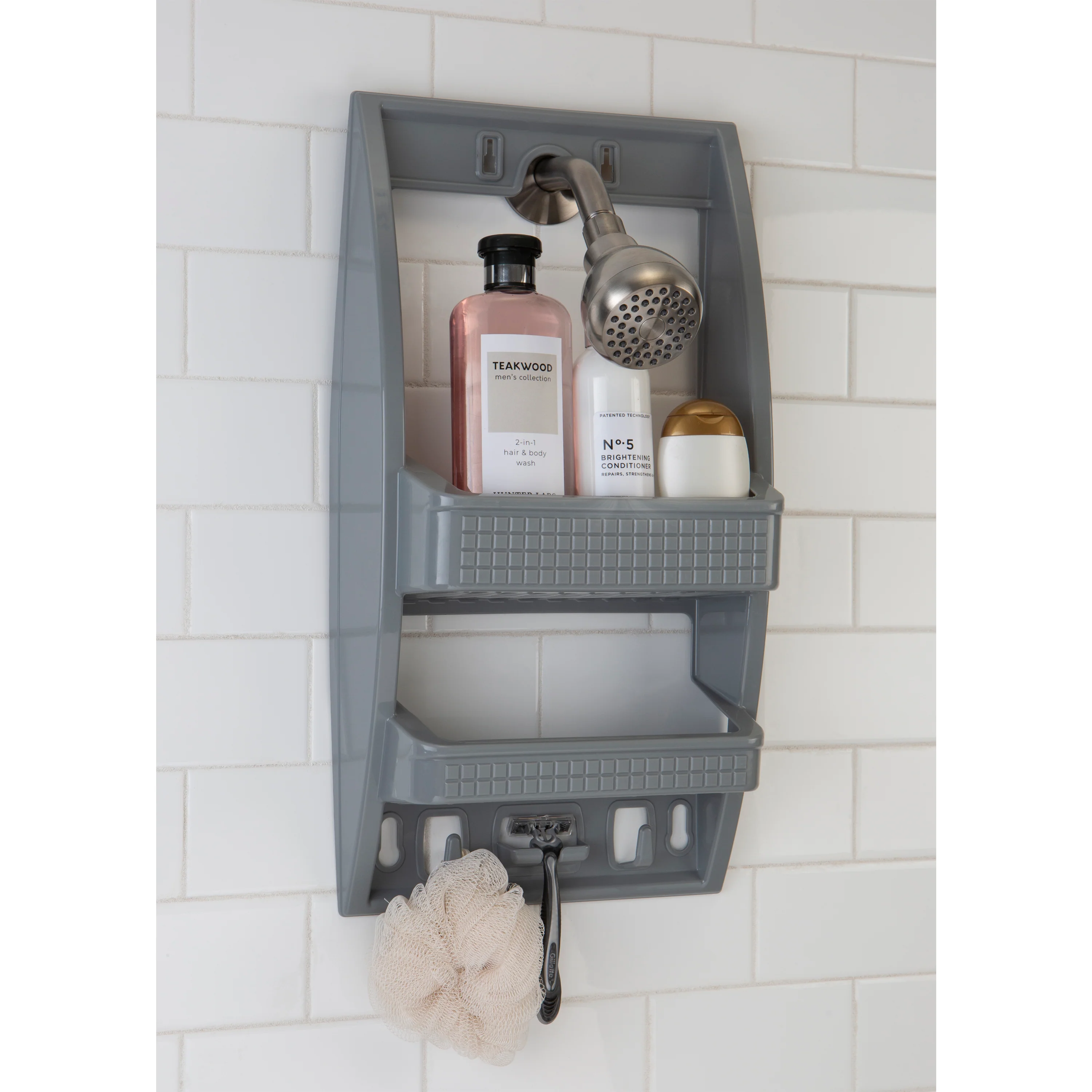 Bath Bliss Multi Hanging Option Shower Caddy in Grey - Image 4