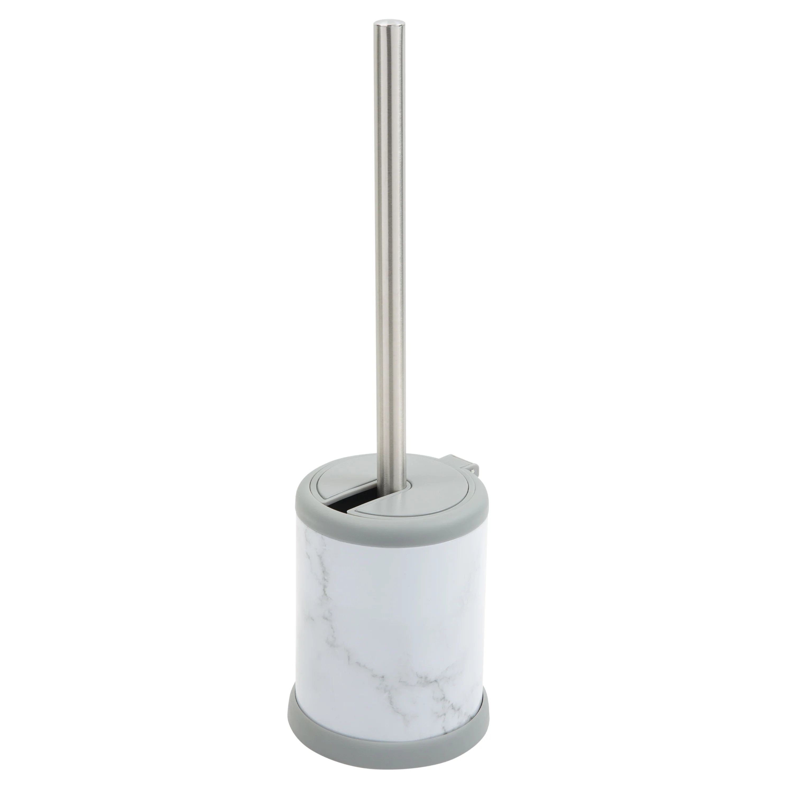 Bath Bliss Self Closing Lid Toilet Brush and Holder in Marble - Image 2