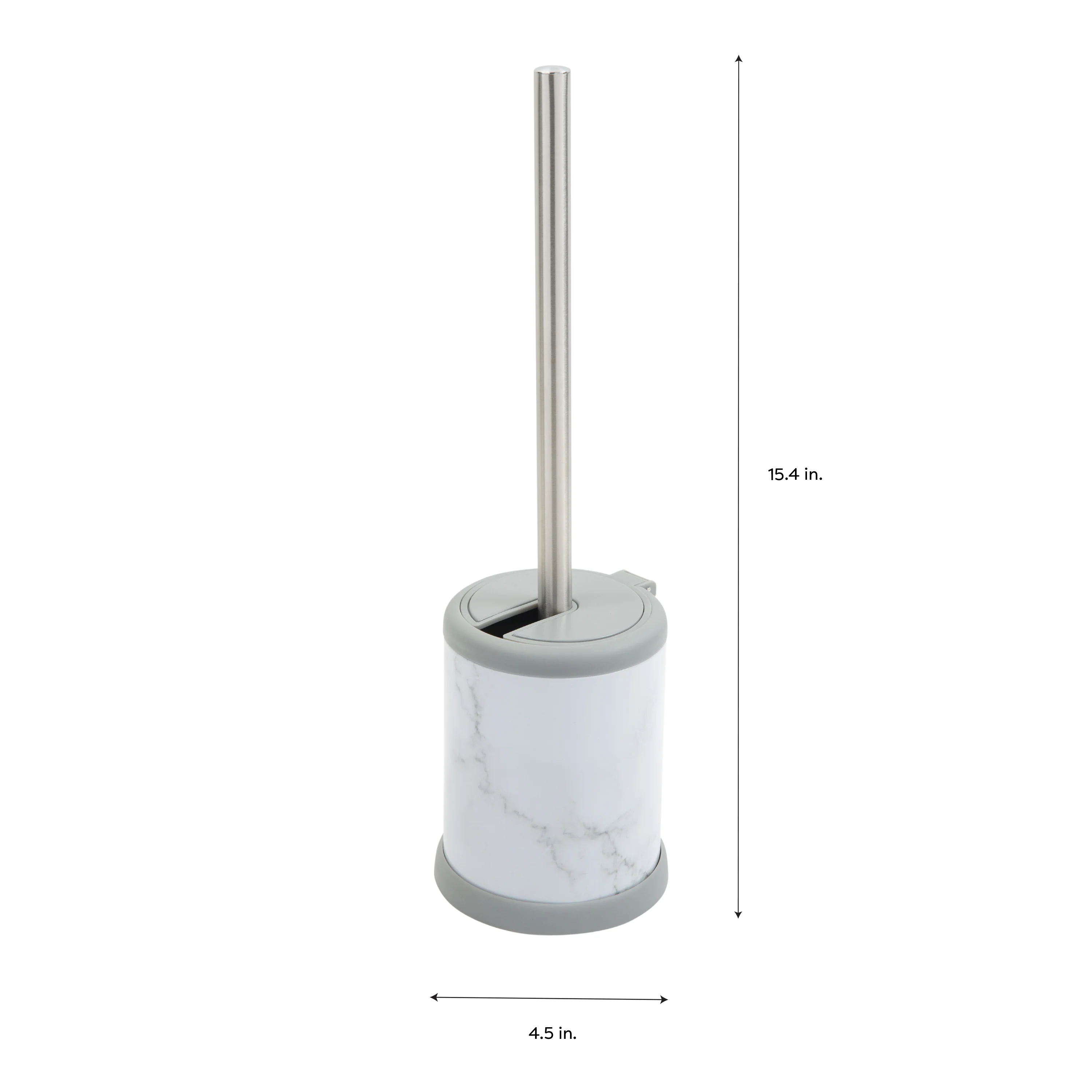 Bath Bliss Self Closing Lid Toilet Brush and Holder in Marble - Image 3