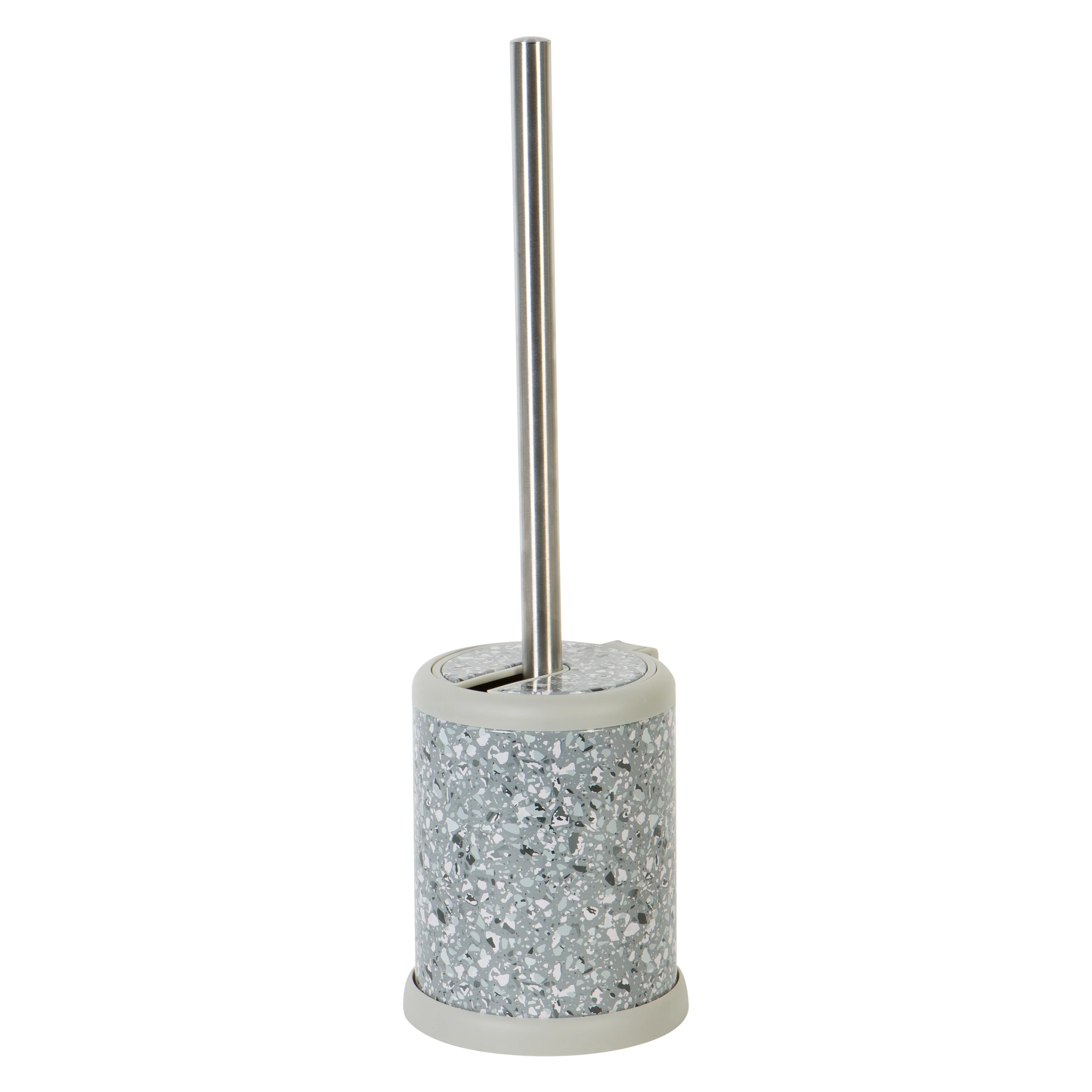Bath Bliss Self Closing Lid Toilet Brush and Holder in Terz Grey - Image 2