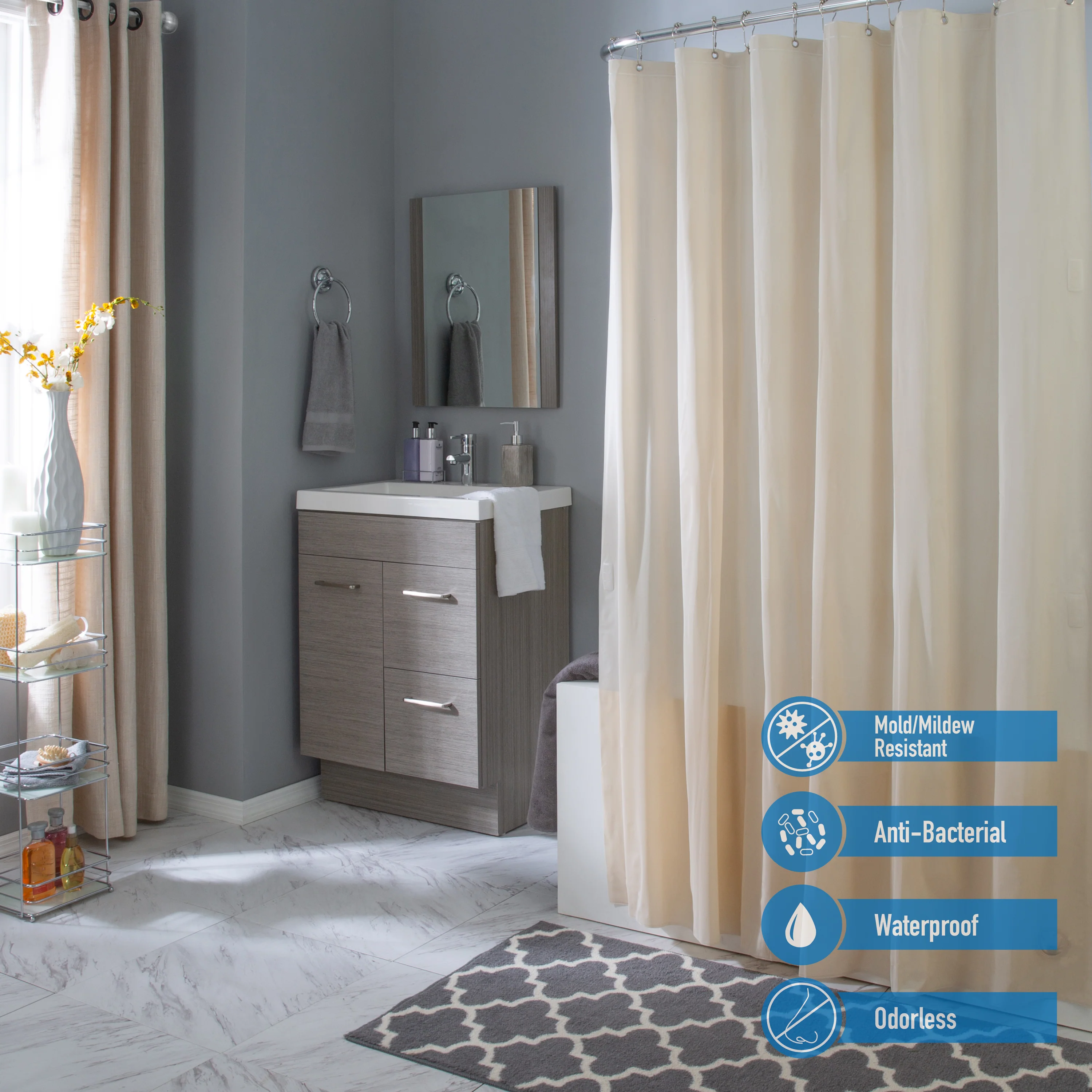 Bath Bliss Splash Guard Shower Liner in Beige - Image 2