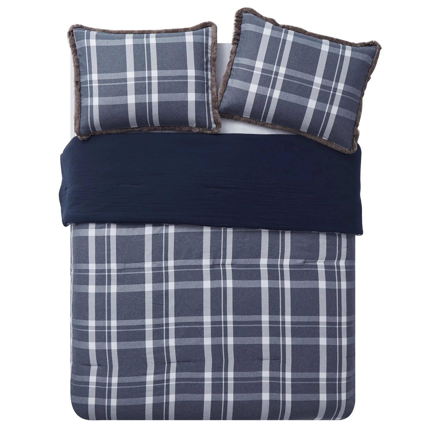 Bearpaw 3-Piece Fur Trimmed Bedding with Sham Comforter Set - Image 3