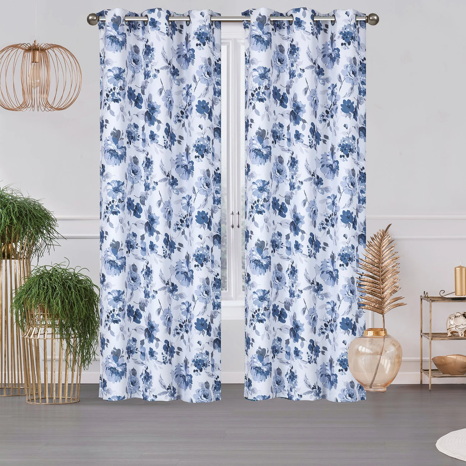 Beatrice 2-Pack Room Darkening Floral Printed Grommet Window Panel, 76x84 Inches - Image 6